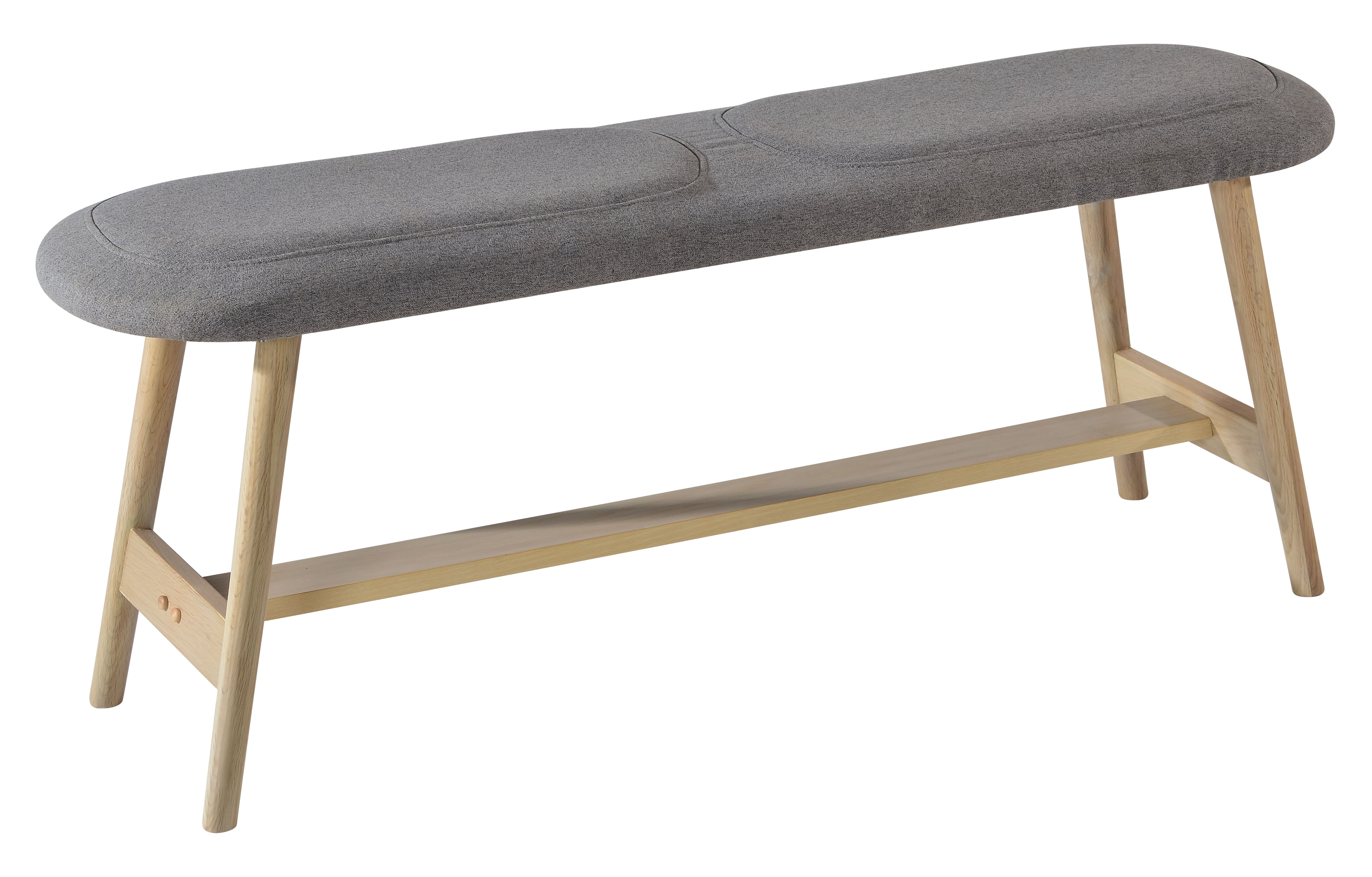 Banc d'Entrée Chêne Naturel avec Assise en Tissu L120 x H46 x P35 cm OTELO