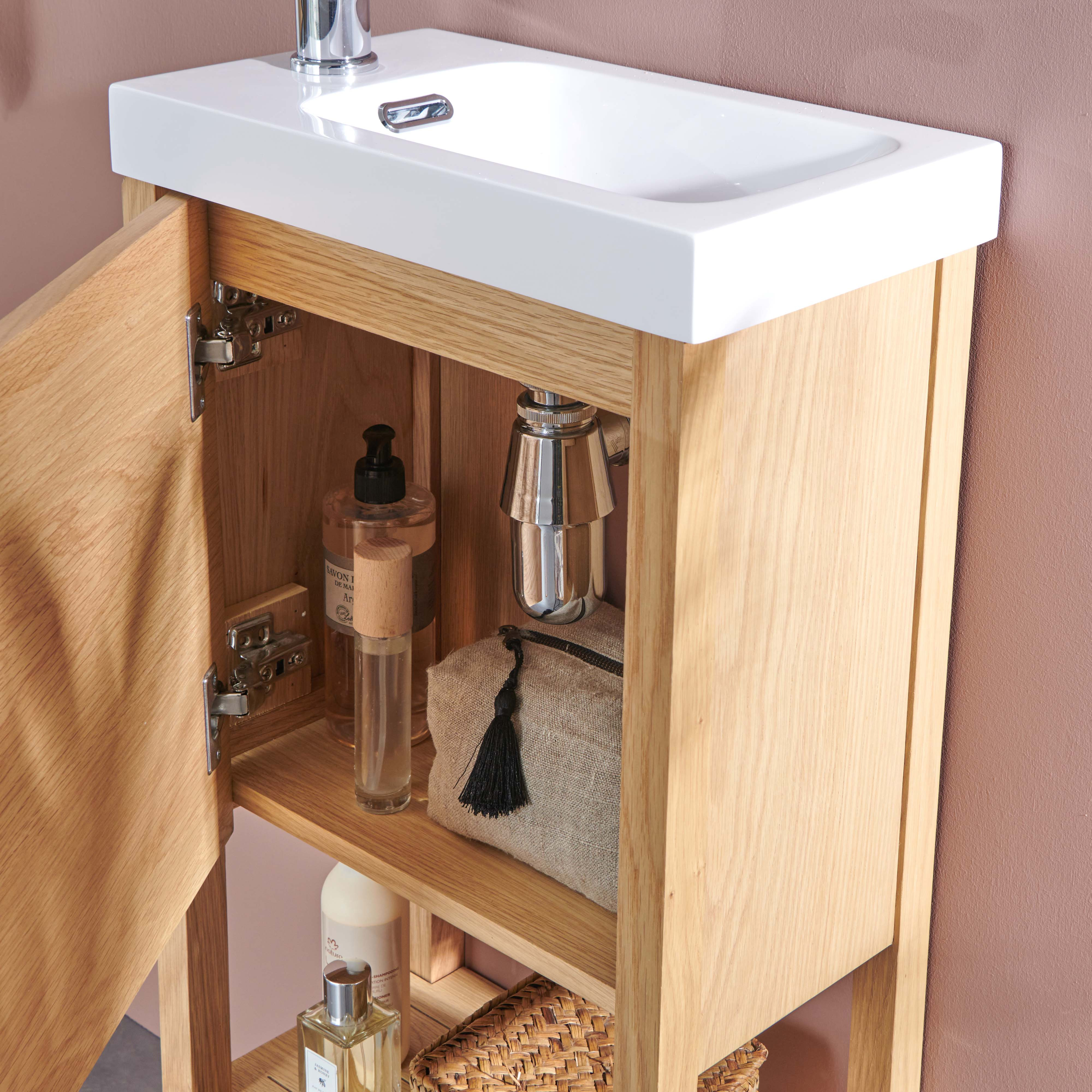 Meuble lave-mains vasque blanche ATOLL avec miroir