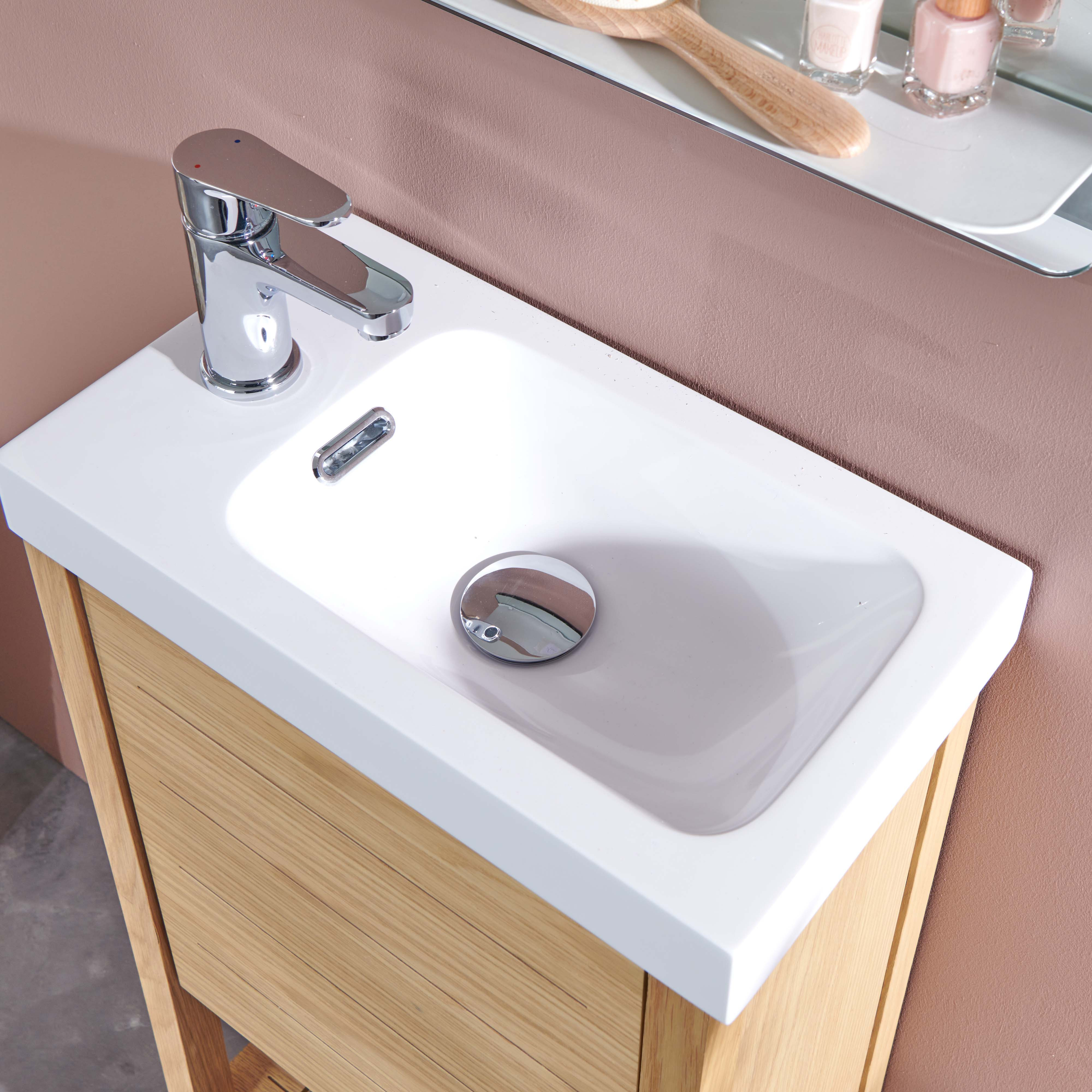 Meuble lave-mains vasque blanche ATOLL avec miroir