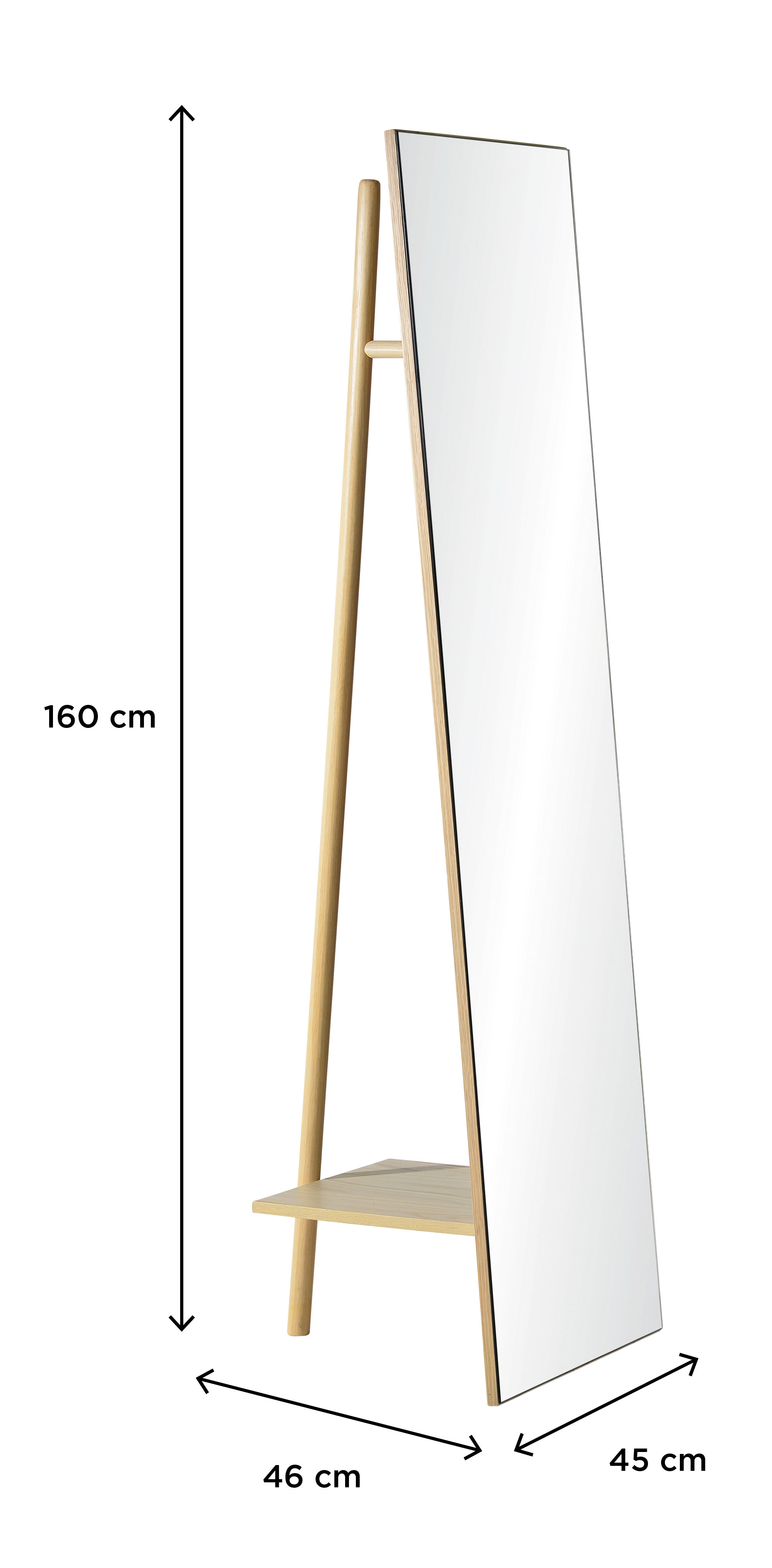 Portant vêtements miroir en bois L45 x H160 cm LIAM