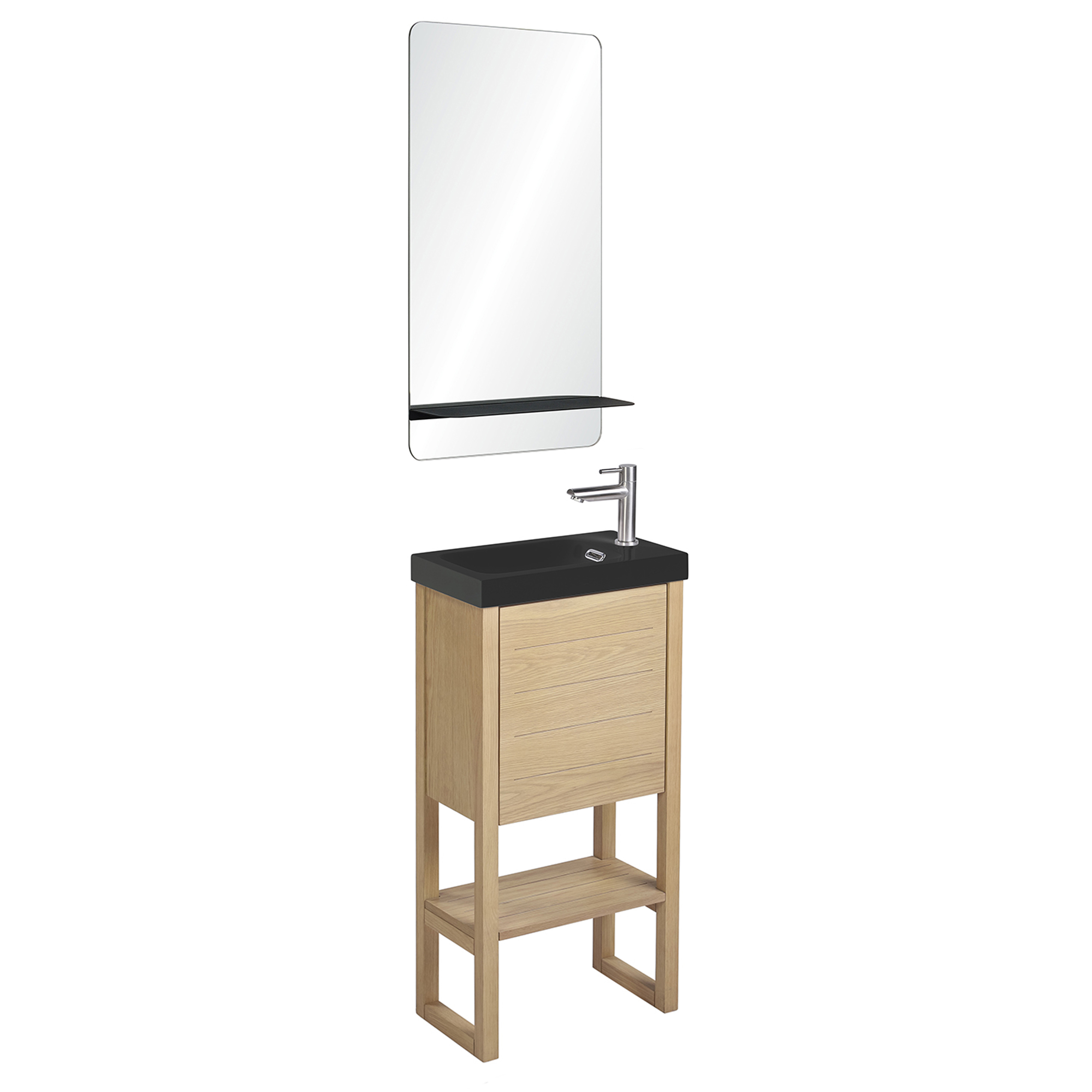 Meuble lave-mains vasque noire ATOLL avec miroir