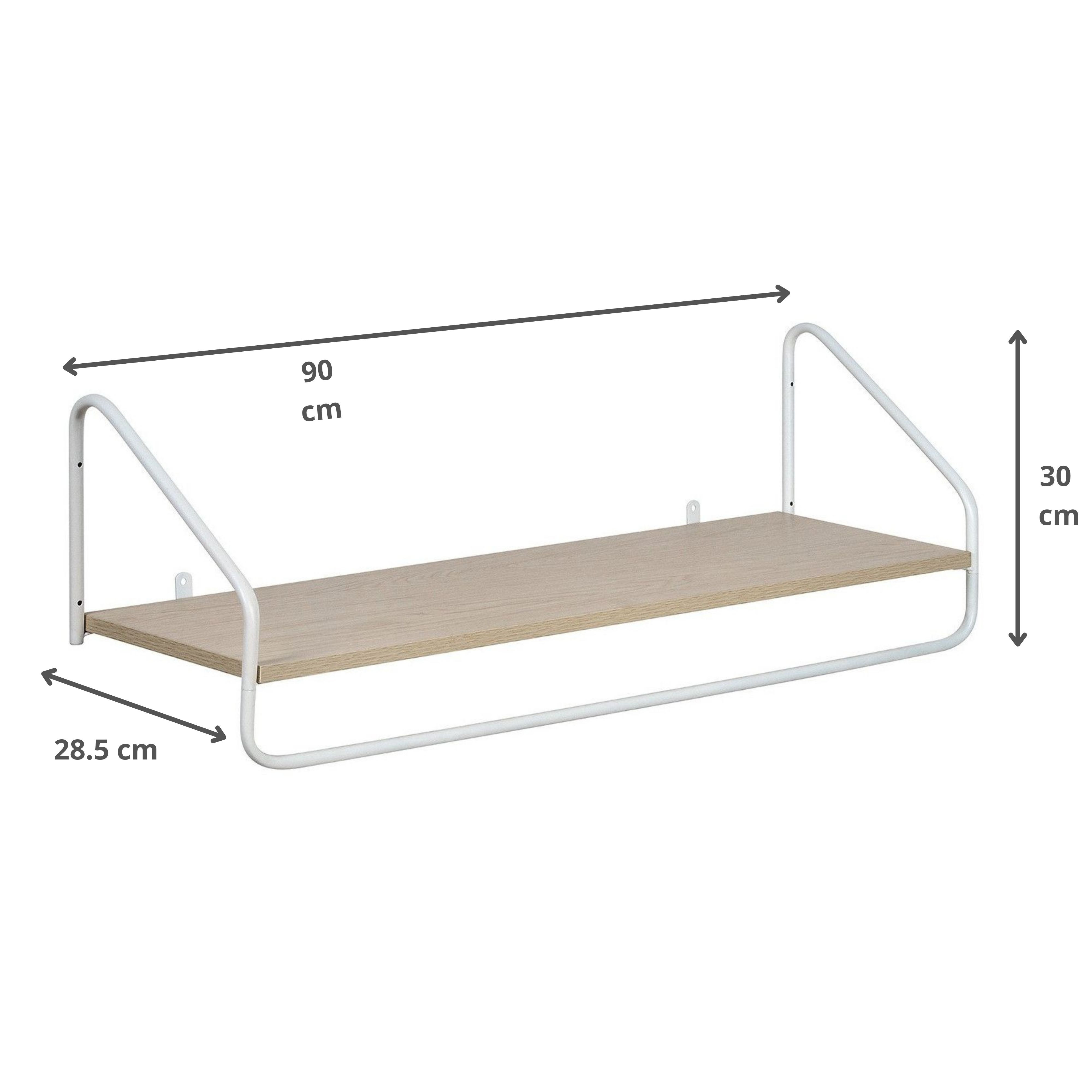 Penderie étagère murale bois et métal blanc L90 cm NELO