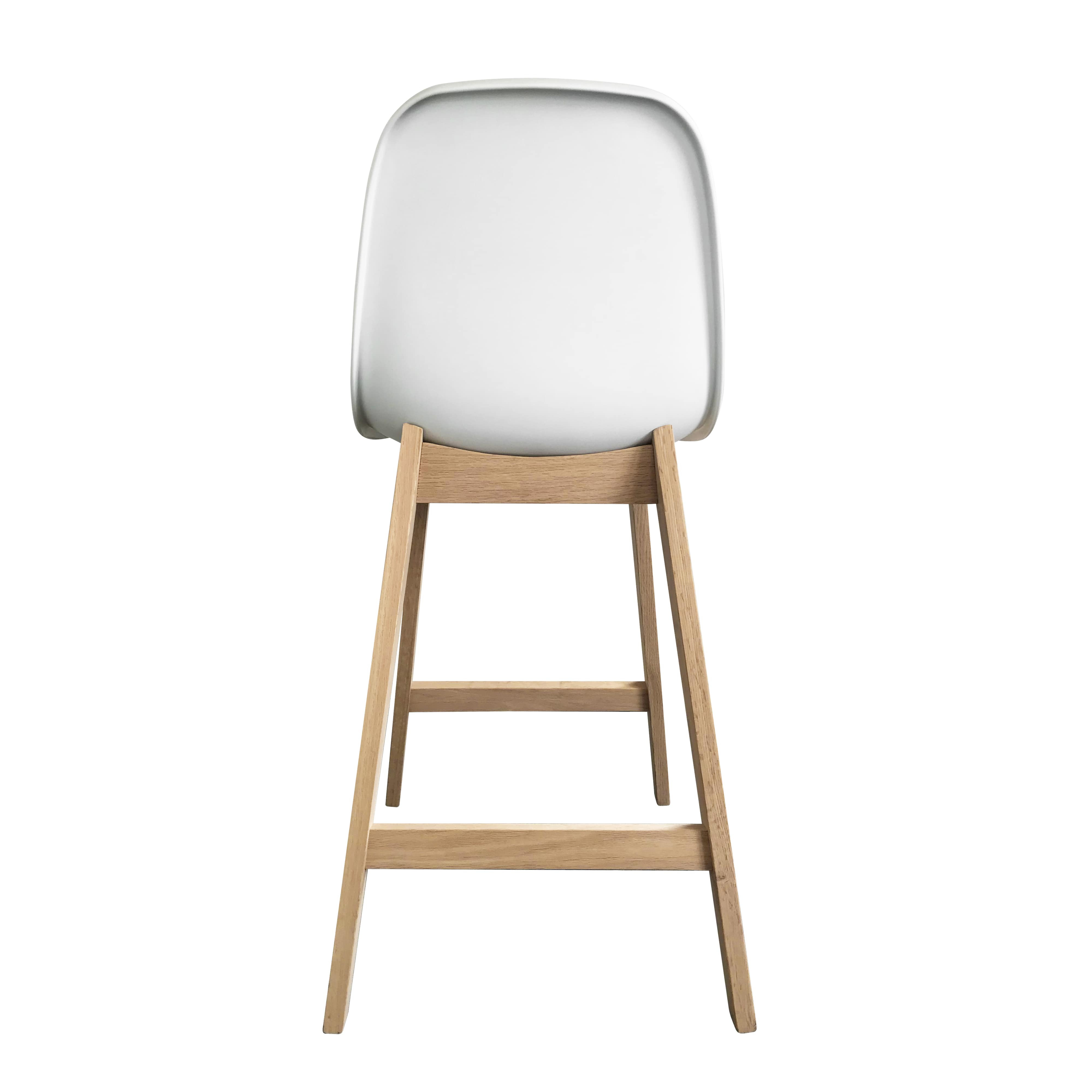 Tabourets de bar en chêne et assise blanche 65 cm ELIOS - Lot de 2