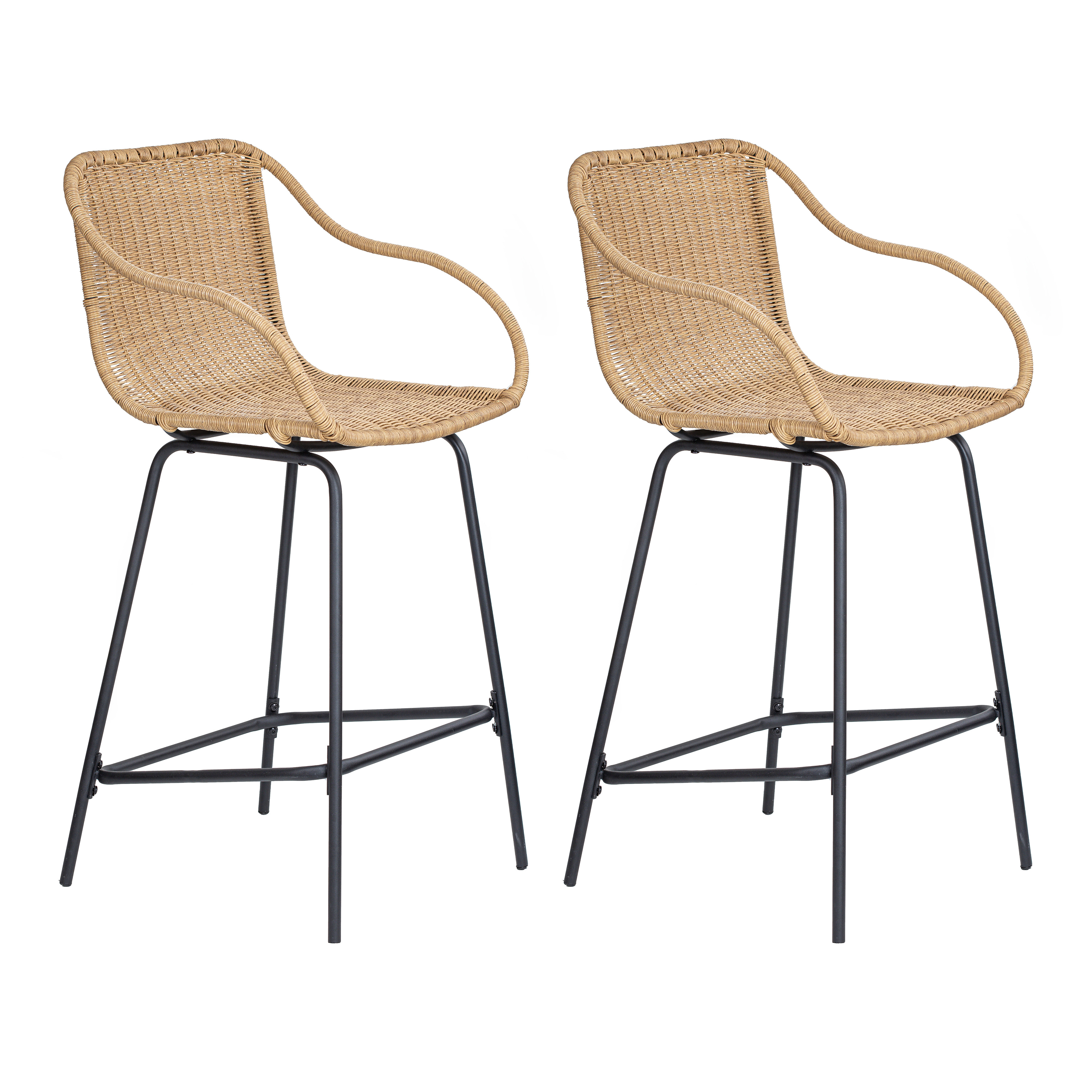 Chaises d'îlot en rotin 65 cm - MOOREA - Lot de 2