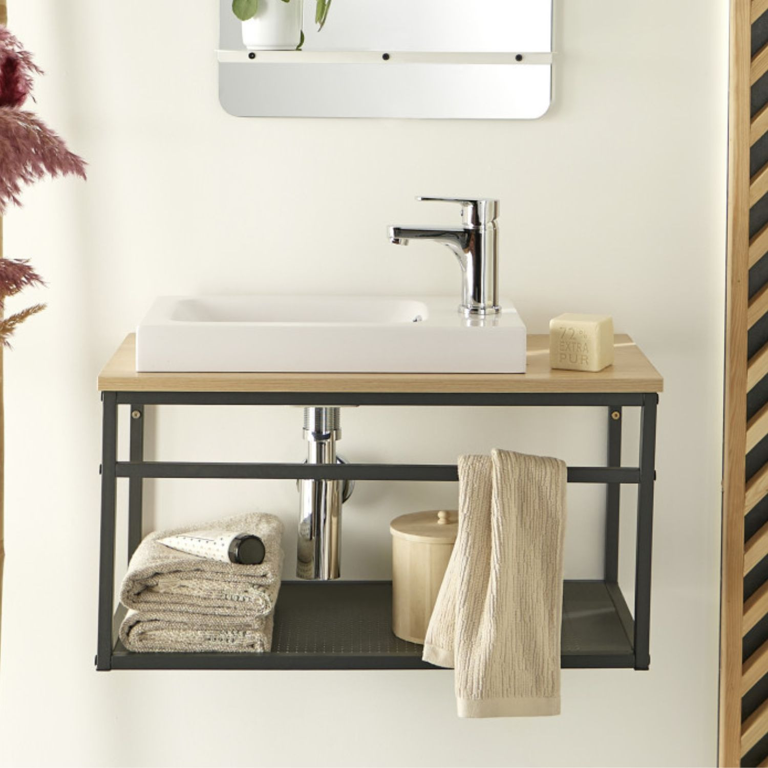 Meuble lave-mains vasque blanche WILO
