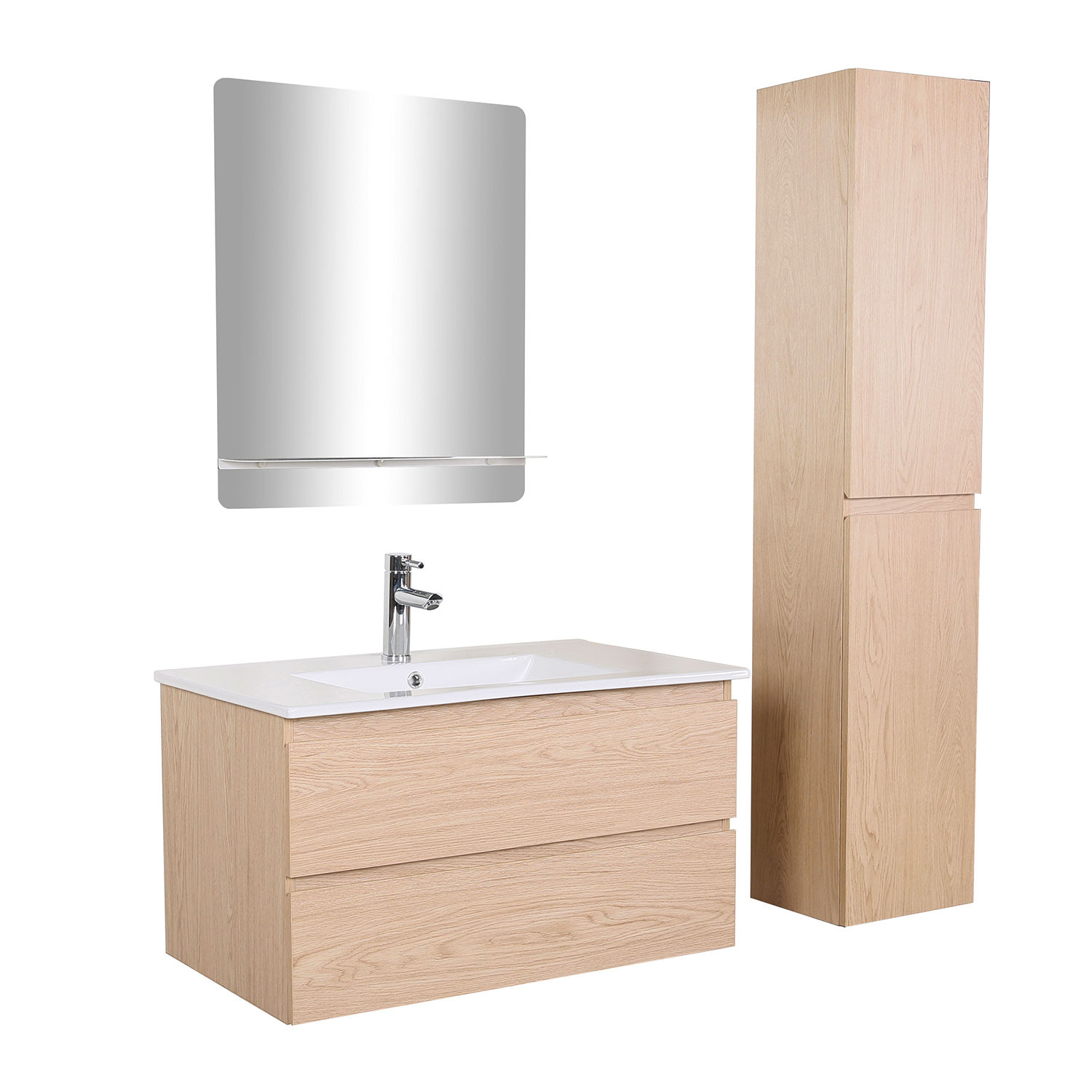 Ensemble meubles de salle de bain 5 pièces SORRENTO 80cm décor chêne