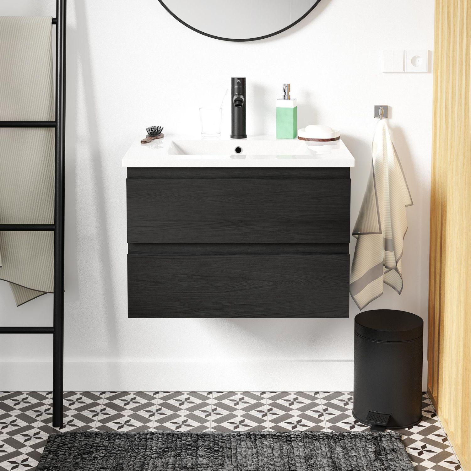 Ensemble de salle de bain 2 pièces SORRENTO 60cm décor chêne carbone