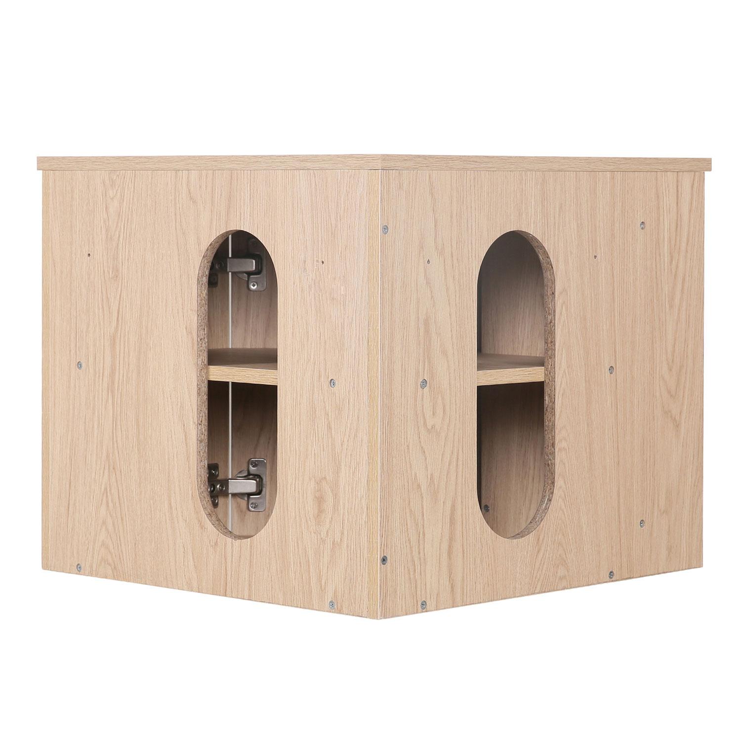 Ensemble meuble d'angle simple vasque décor chêne + vasque + robinet