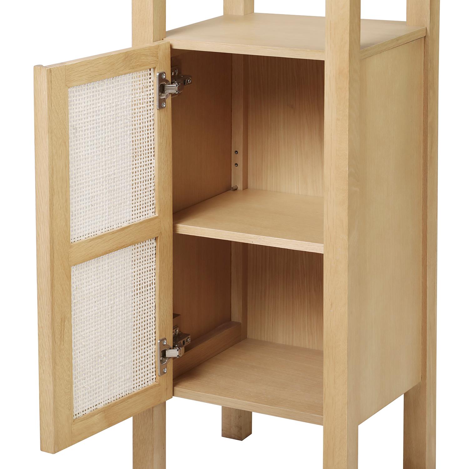 Colonne de salle de bain porte cannage chêne 145 cm