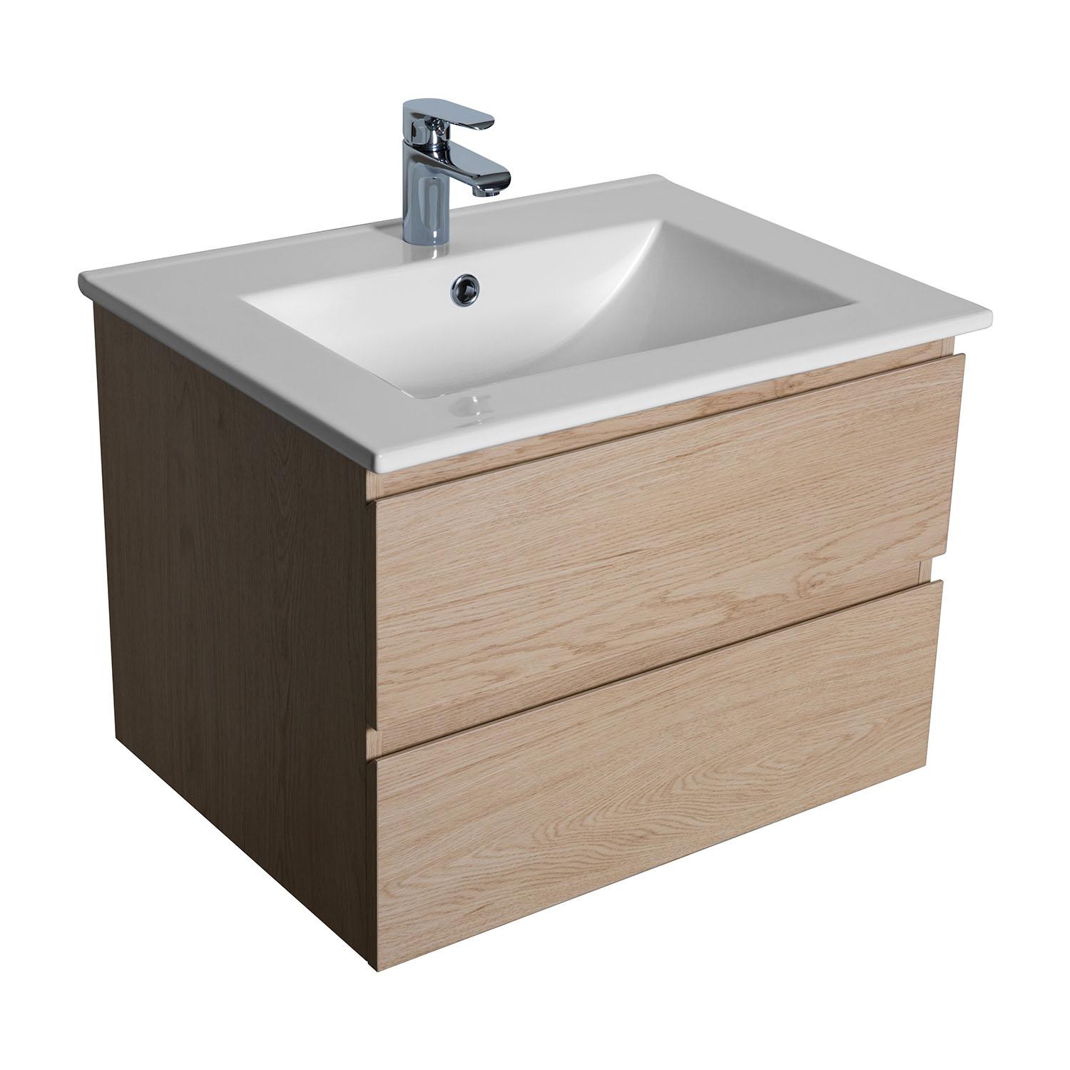 Meuble simple vasque décor chêne  60cm + vasque