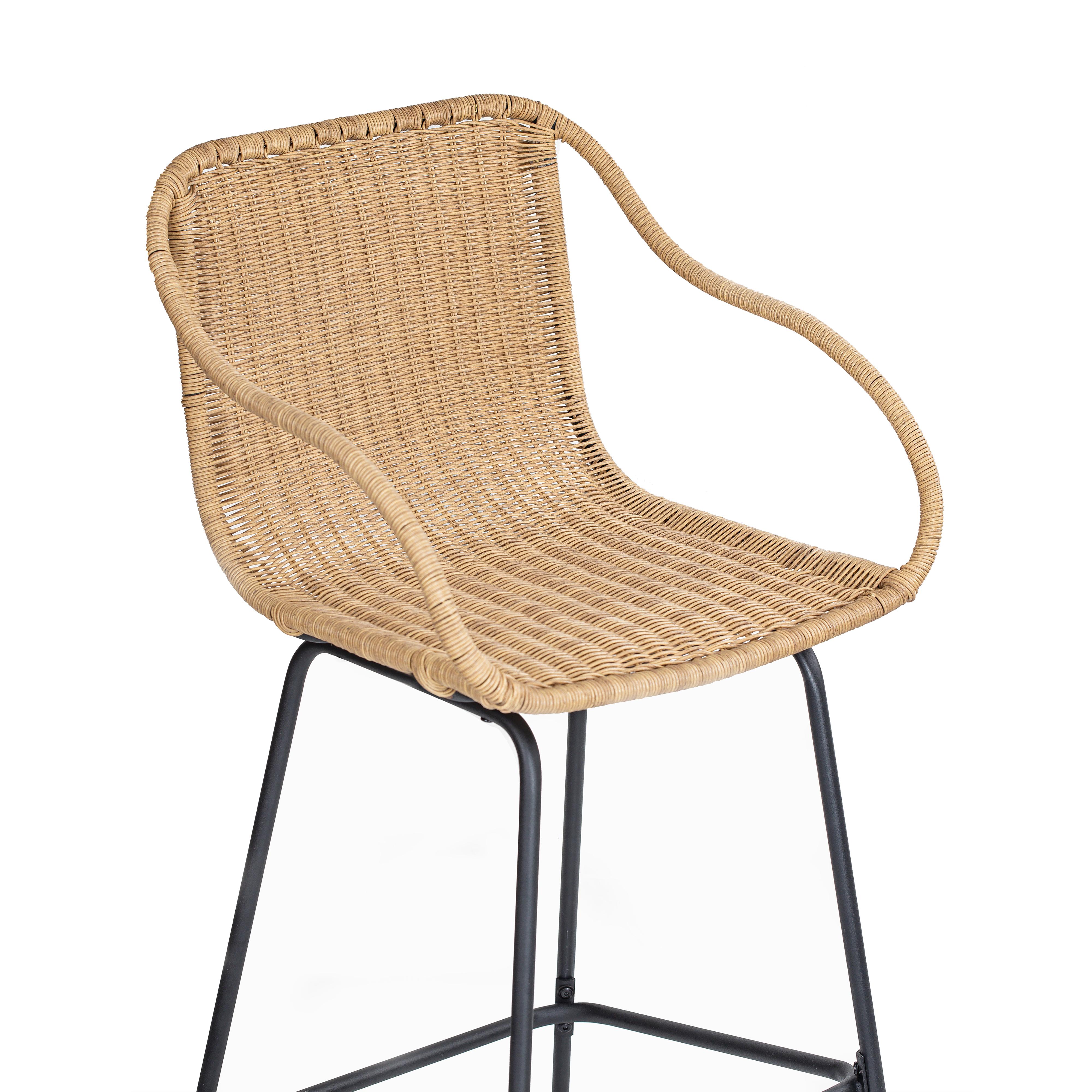 Lot de 2 tabourets d'îlot en rotin et pieds métal 65 cm MOOREA