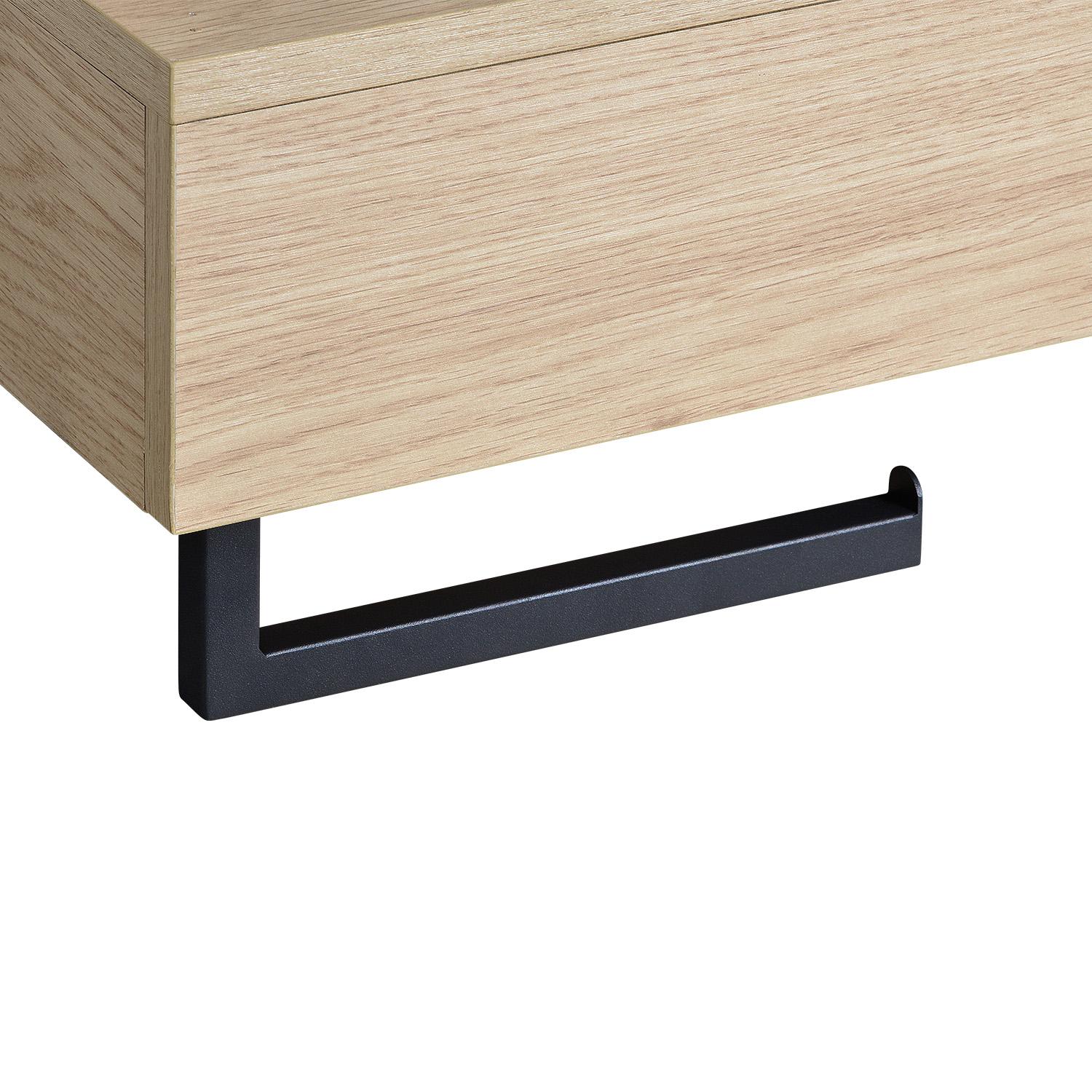 Meuble lave-mains plan fin porte-serviettes dessous + vasque blanche + robinet