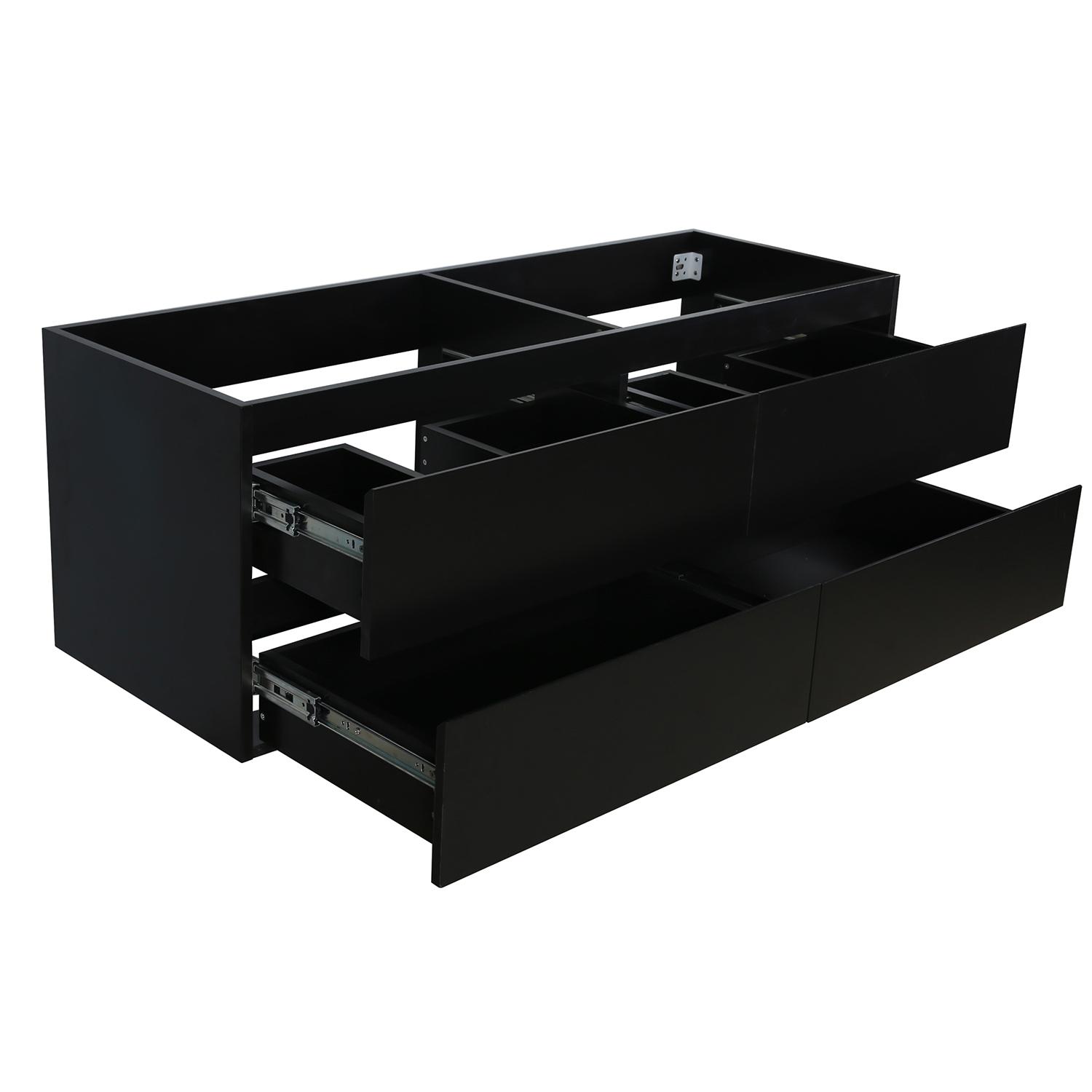 Ensemble meuble double vasque noir carbone 120 cm  + 2 vasques + 2 robinets