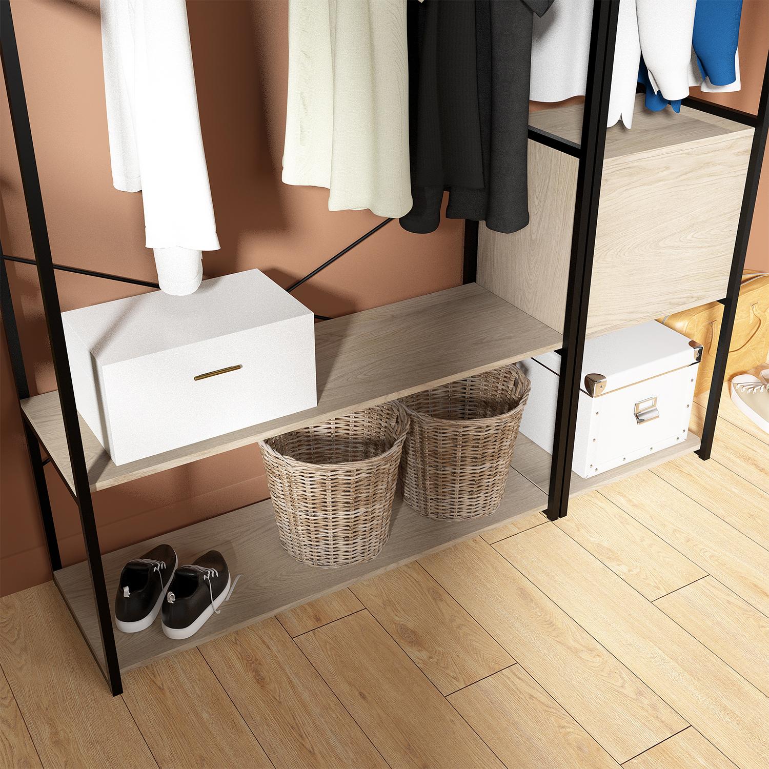 Portants vêtements bois et métal avec module fermé - Lot de 2 - JUNE