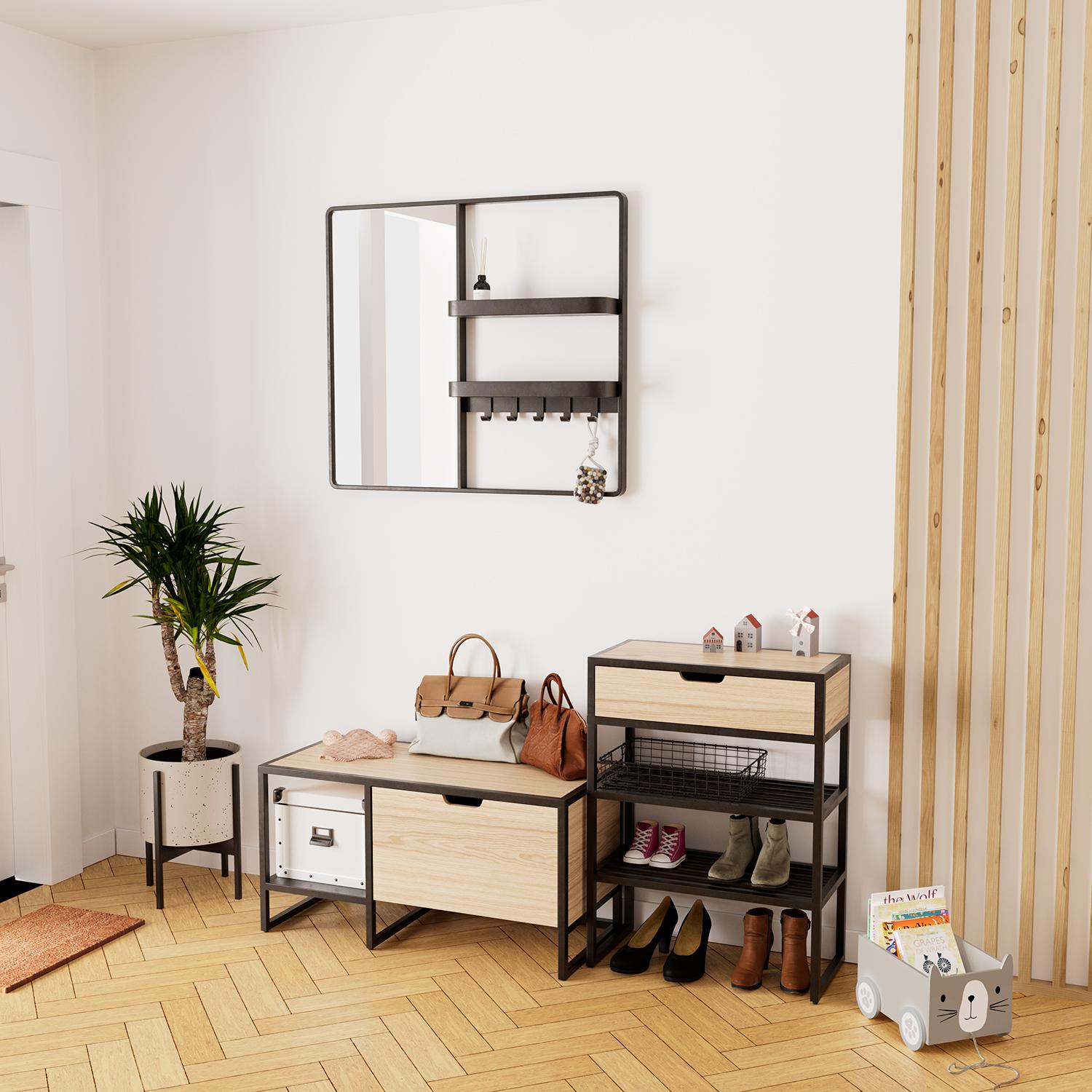 Ensemble meubles d'entrée banc + console + miroir WILKO