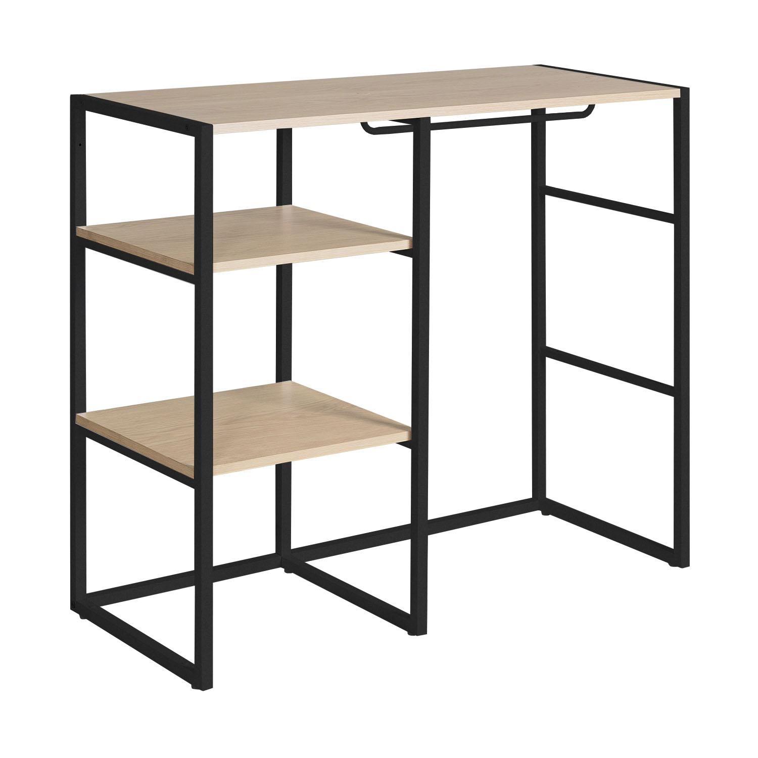 Portant vêtements sous combles penderie et étagères noir L100 x H85 cm