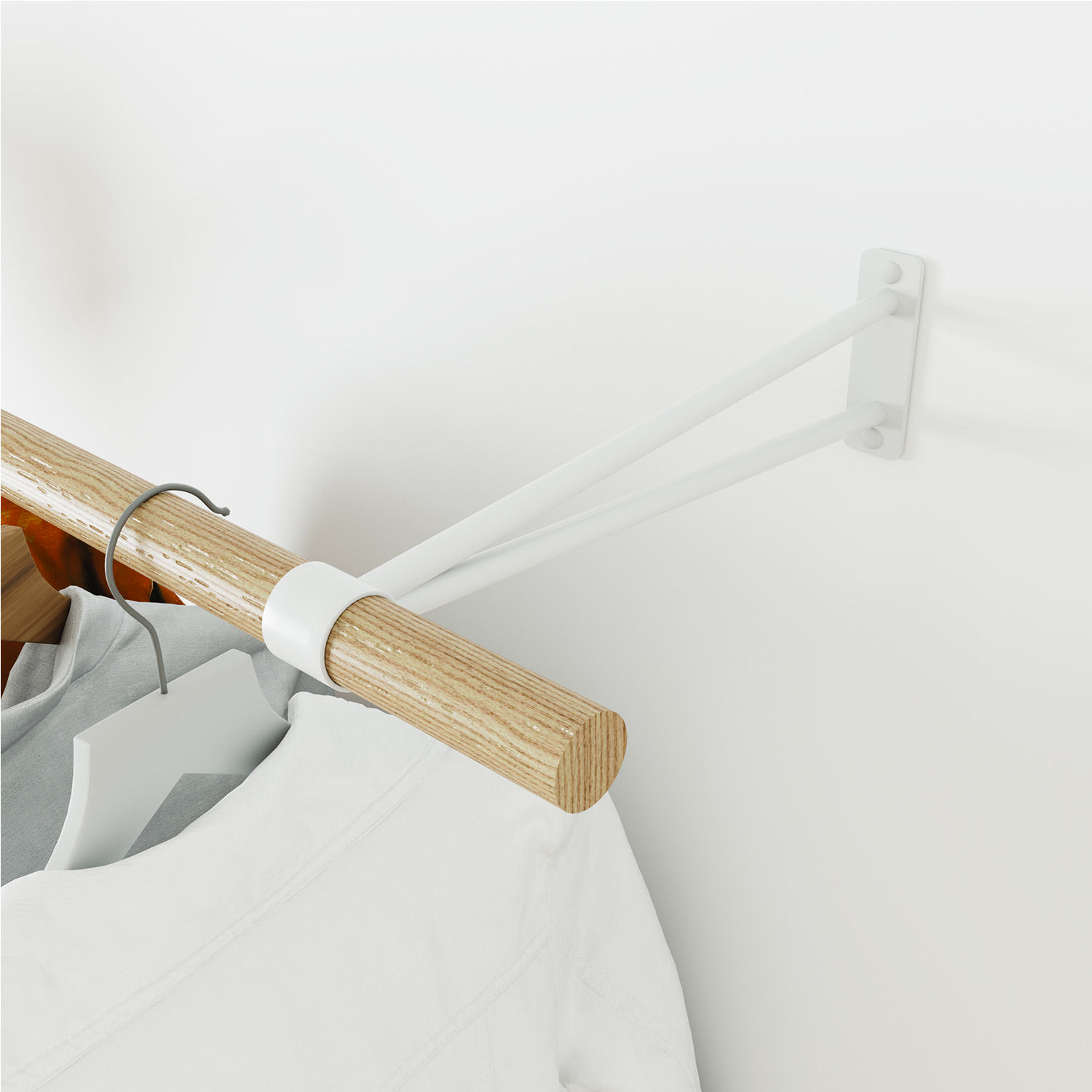 Penderie murale bois et métal blanc L100 cm