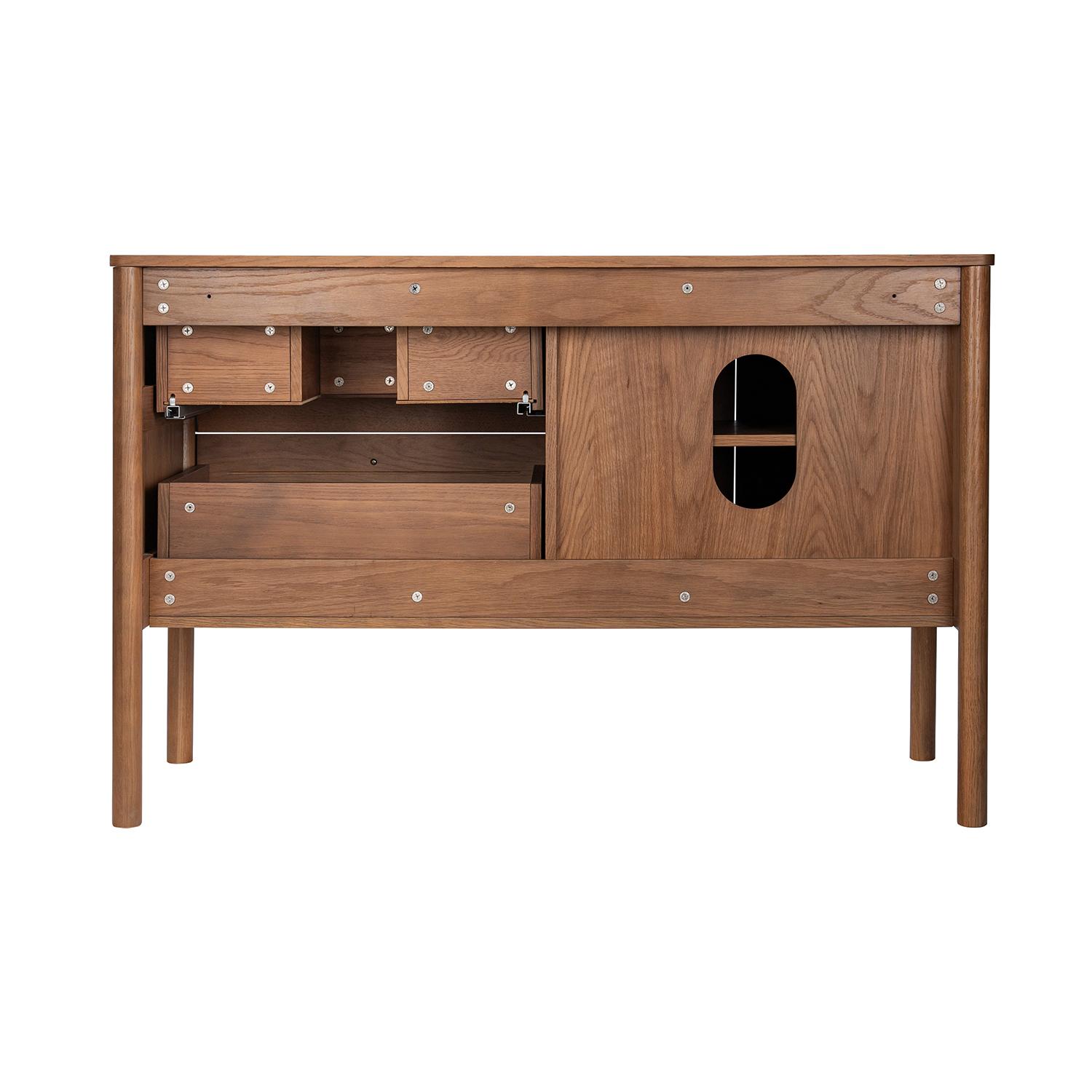 Ensemble meuble double vasque 120 cm noyer + 2 vasques blanches + 2 robinets