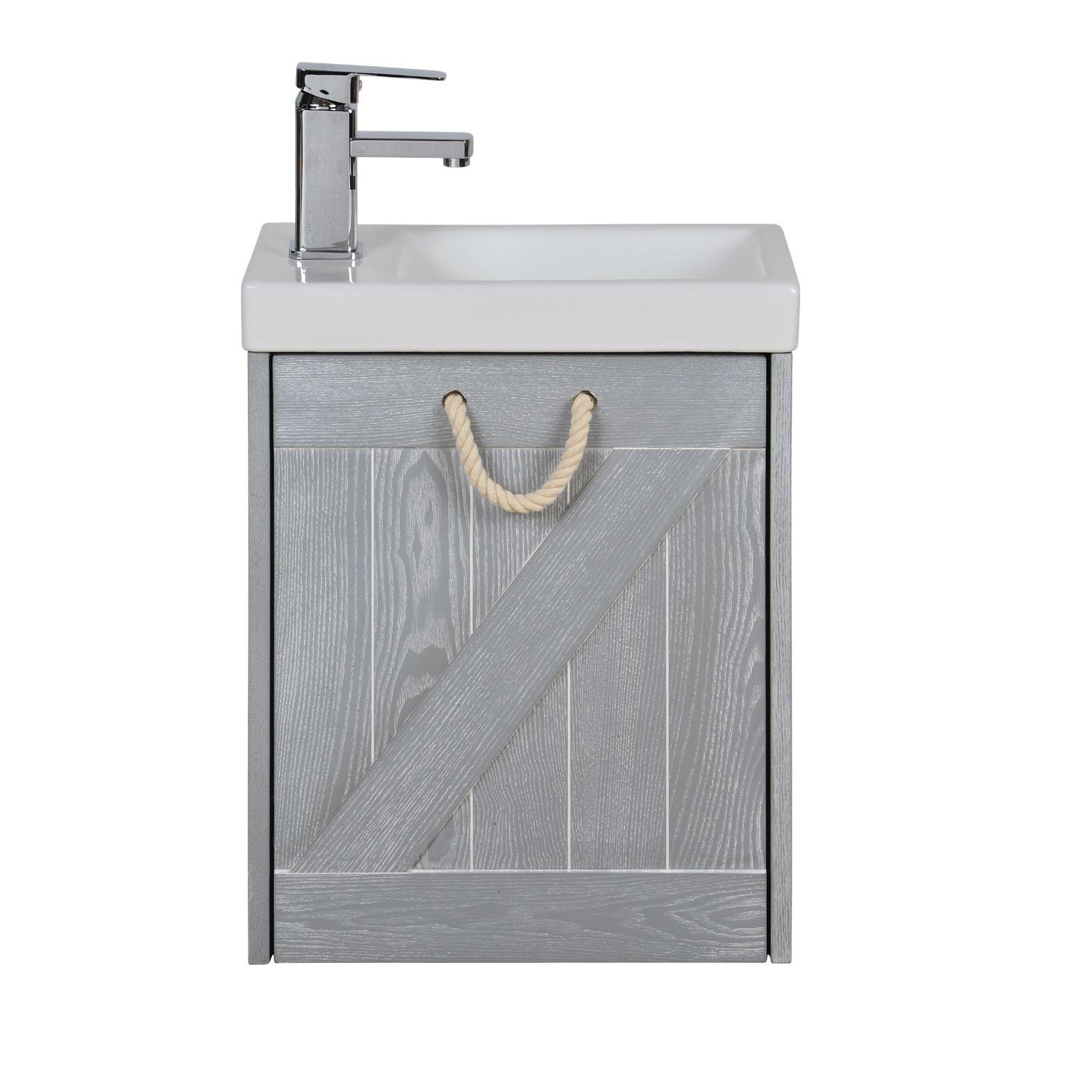 Meuble lave-mains gris bord de mer