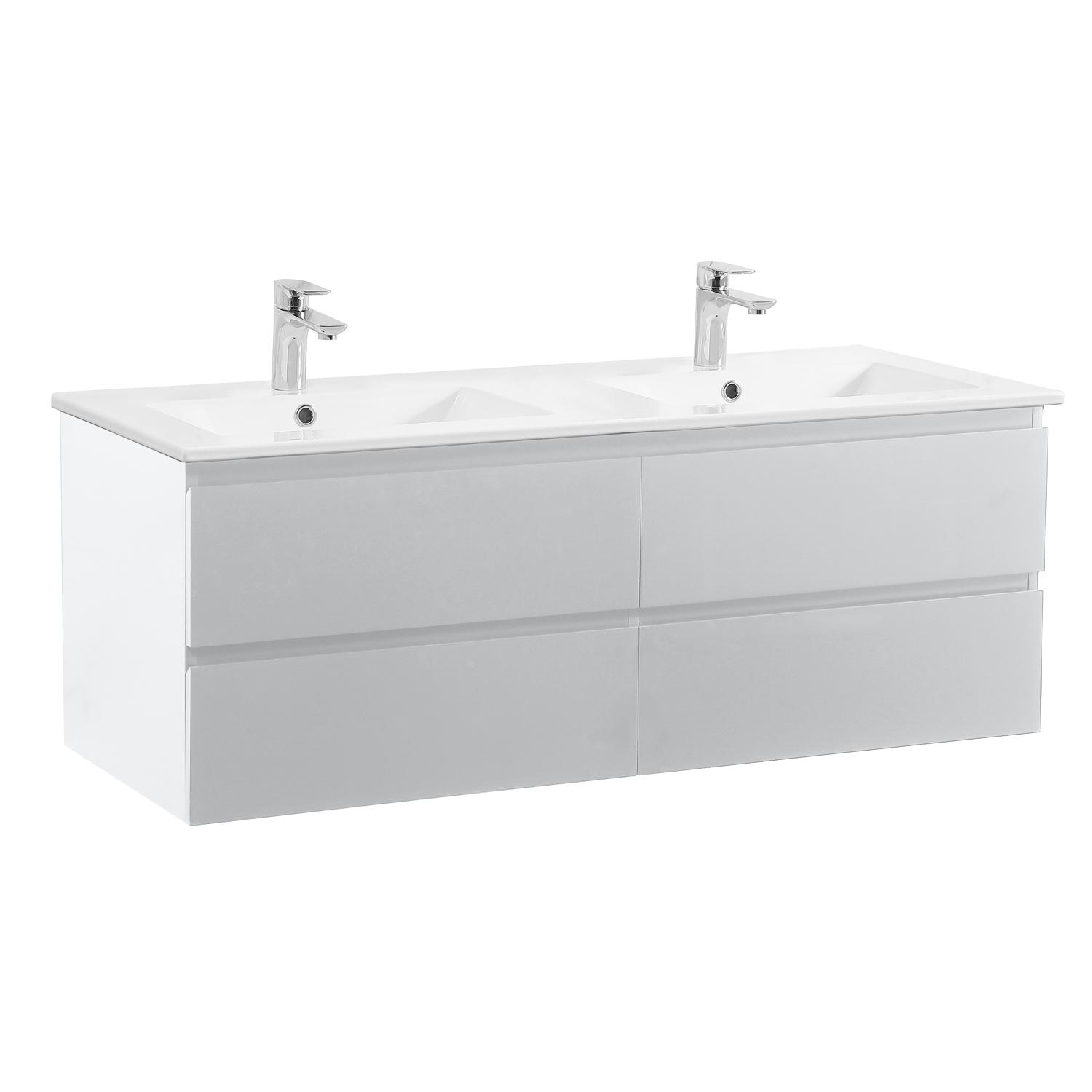 Meuble double vasque blanc  120cm  + plan double vasque