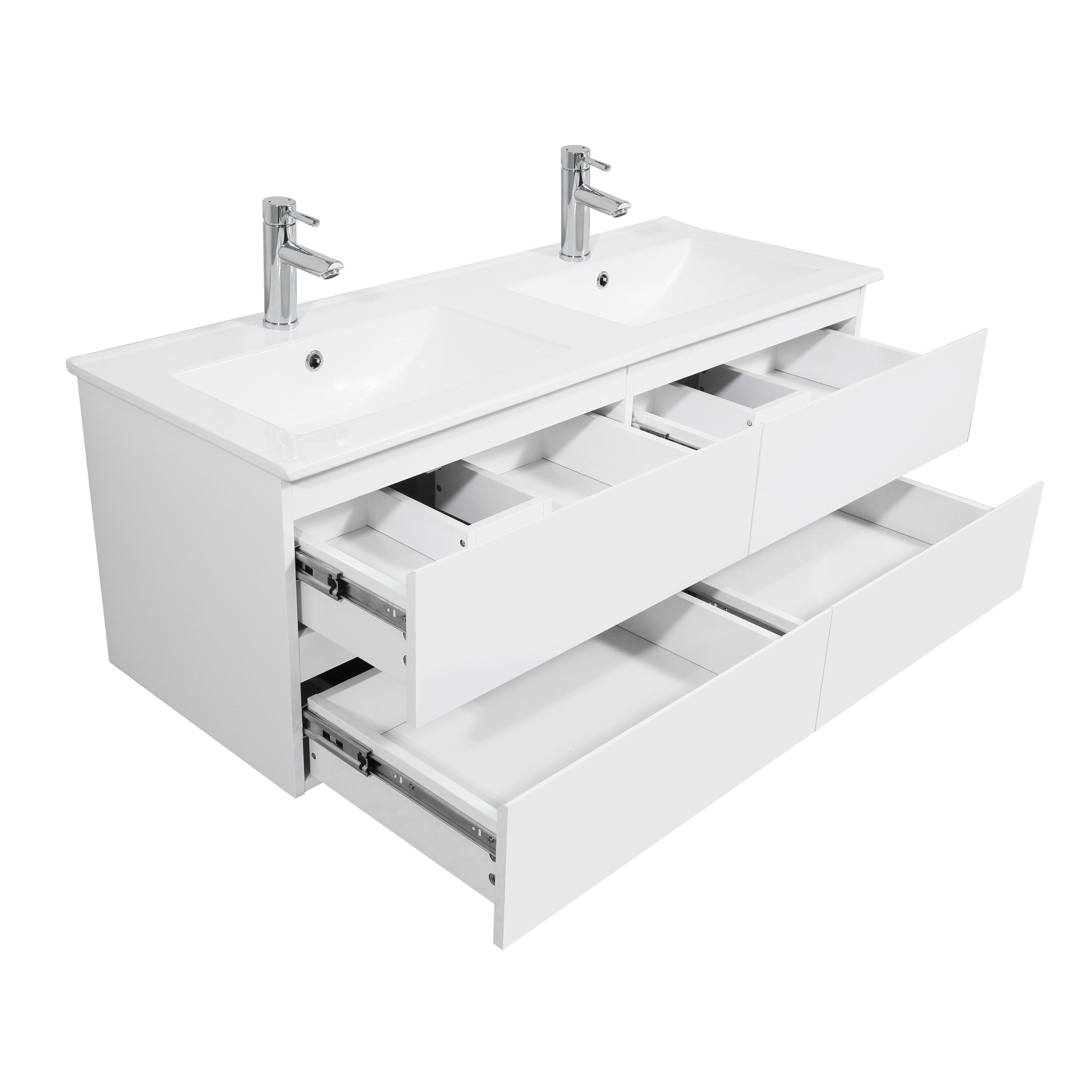 Meuble double vasque blanc  120cm  + plan double vasque