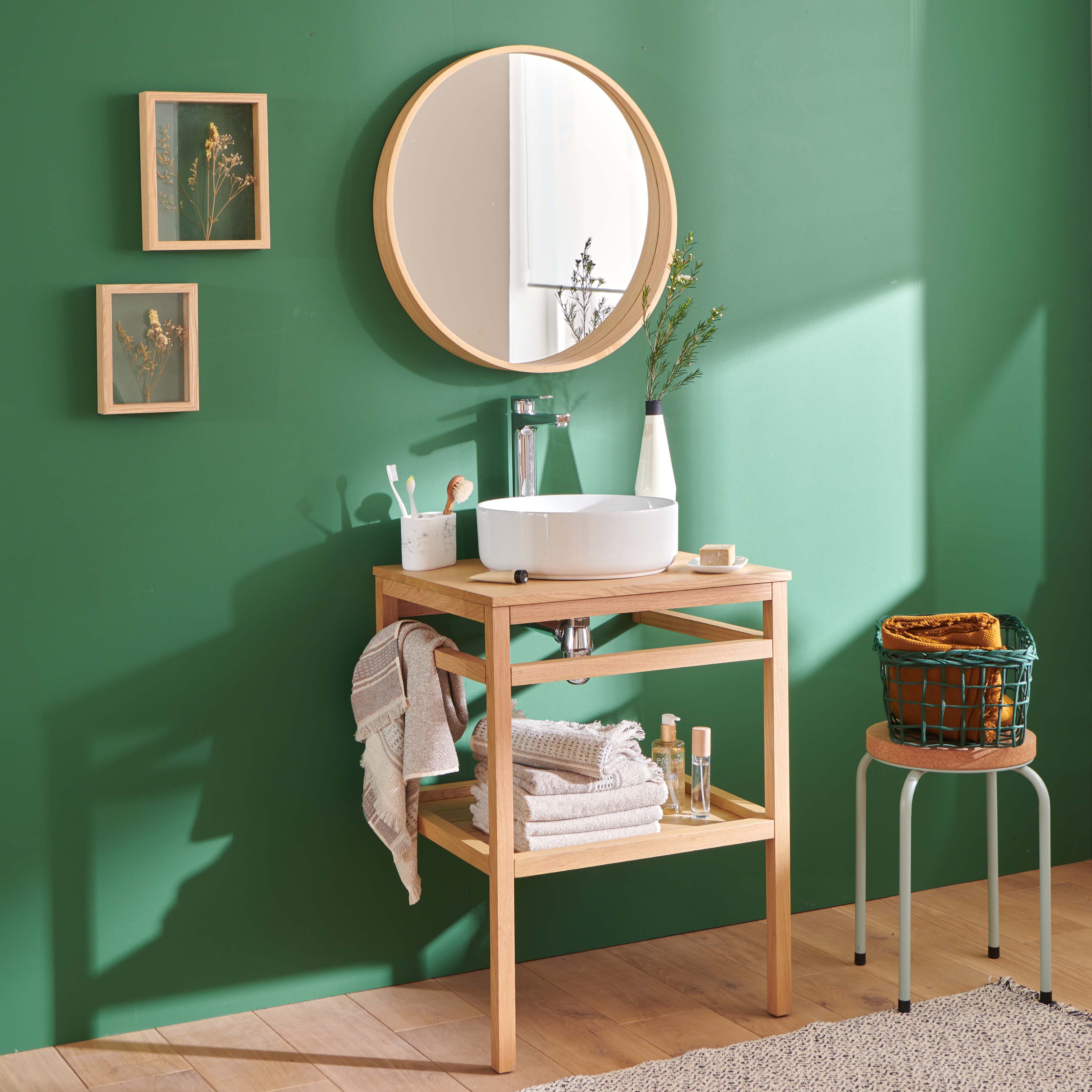 Meuble de salle de bain 60 cm HOPP avec miroir et vasque ronde DIEGO