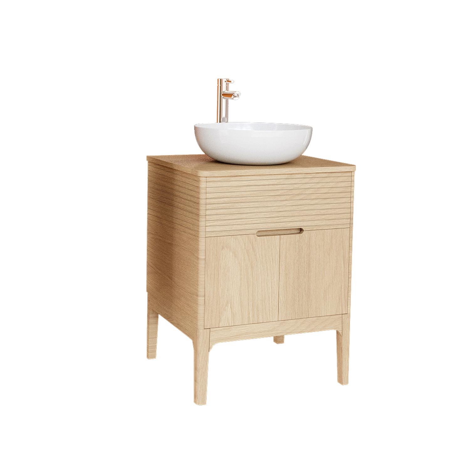 Ensemble meuble simple vasque 60 cm chêne naturel + vasque