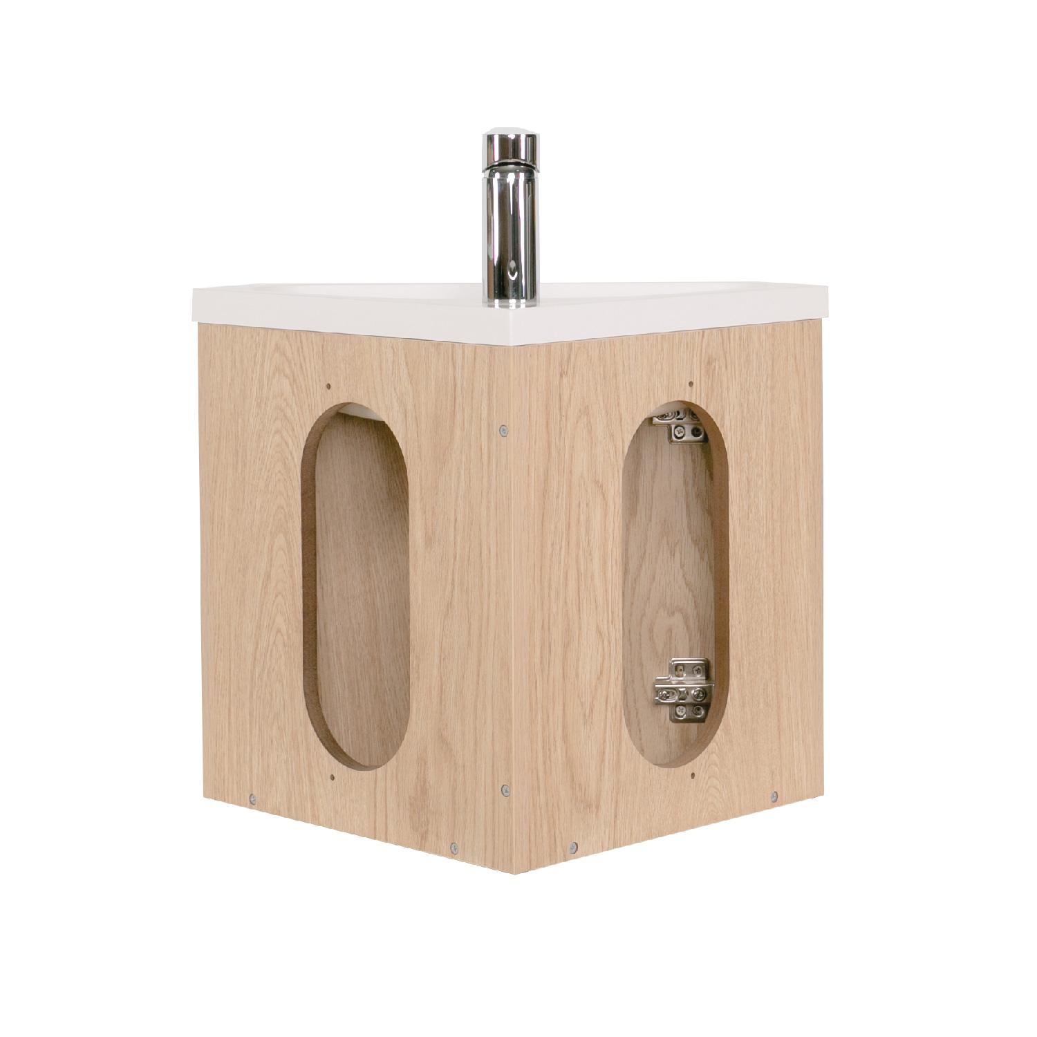 Meuble lave-mains d'angle décor chêne