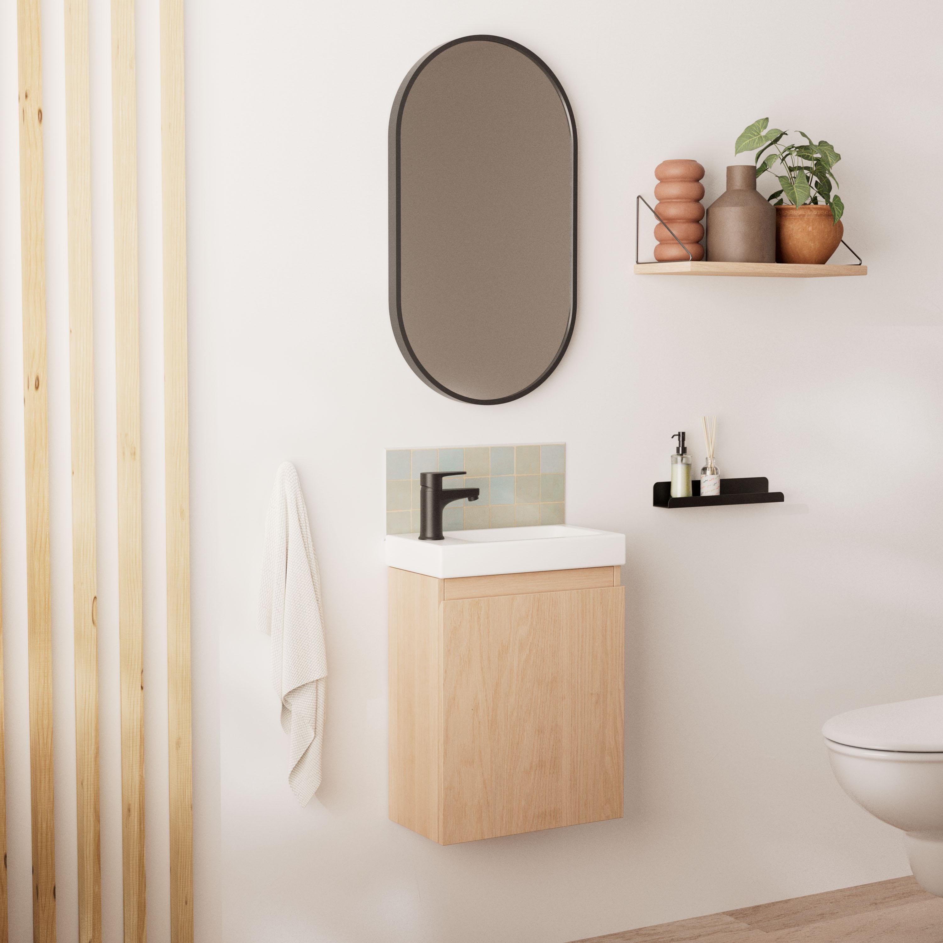 Ensemble meuble lave-mains + Miroir ovale