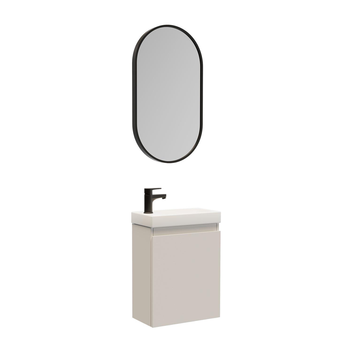 Ensemble meuble lave-mains + Miroir ovale