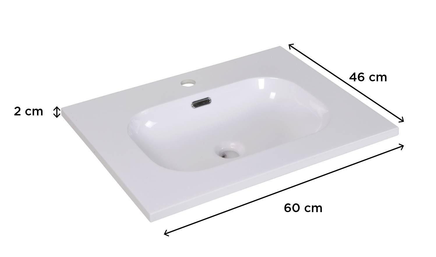Plan vasque intégré en résine blanche 60 cm ENIO