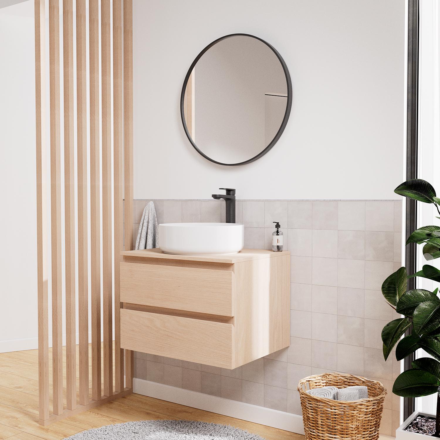 Ensemble meuble simple vasque 60 cm + vasque DIEGO + robinet ROB