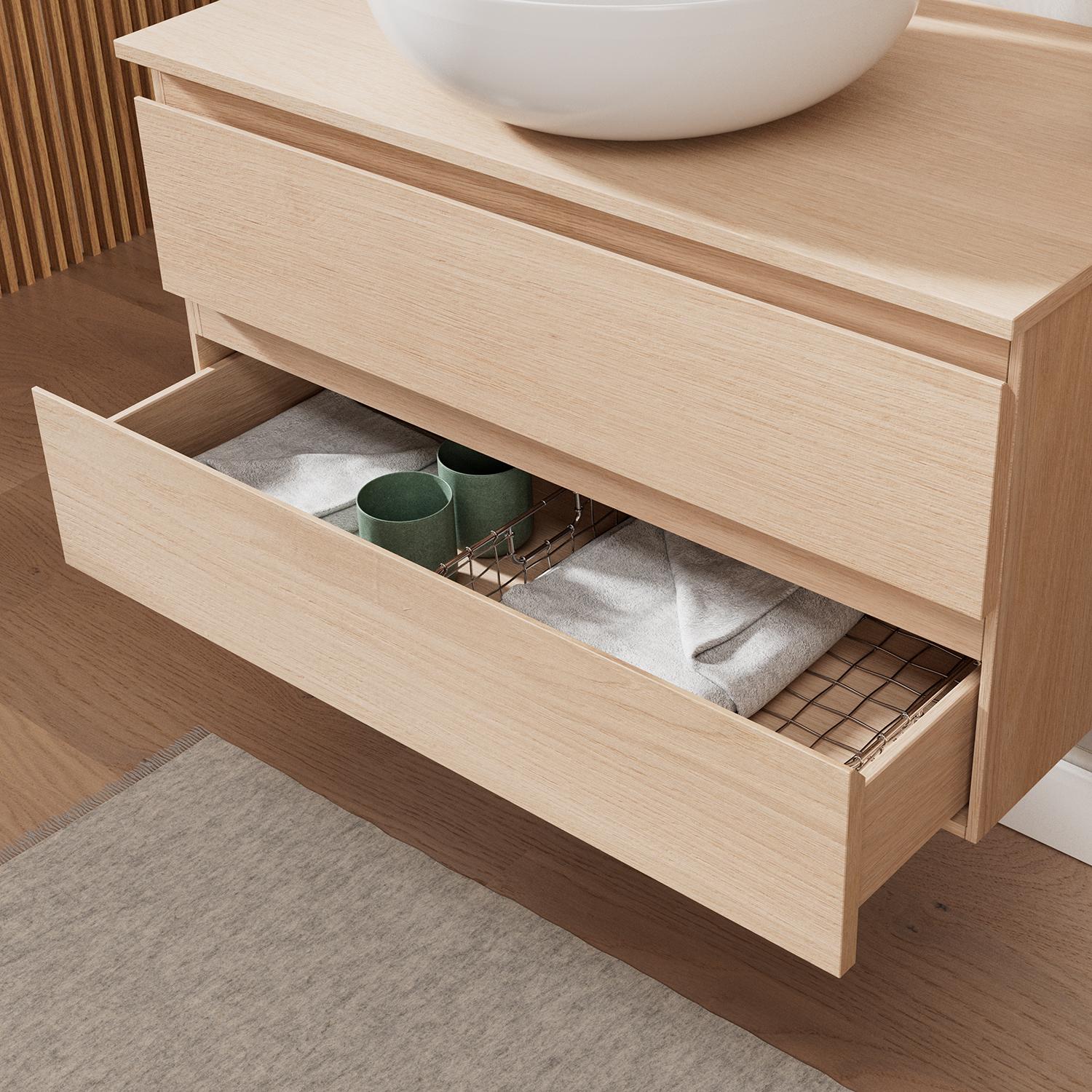 Ensemble meuble simple vasque 80 cm + vasque SACHA + robinet TAP + miroir EMA + colonne WILL