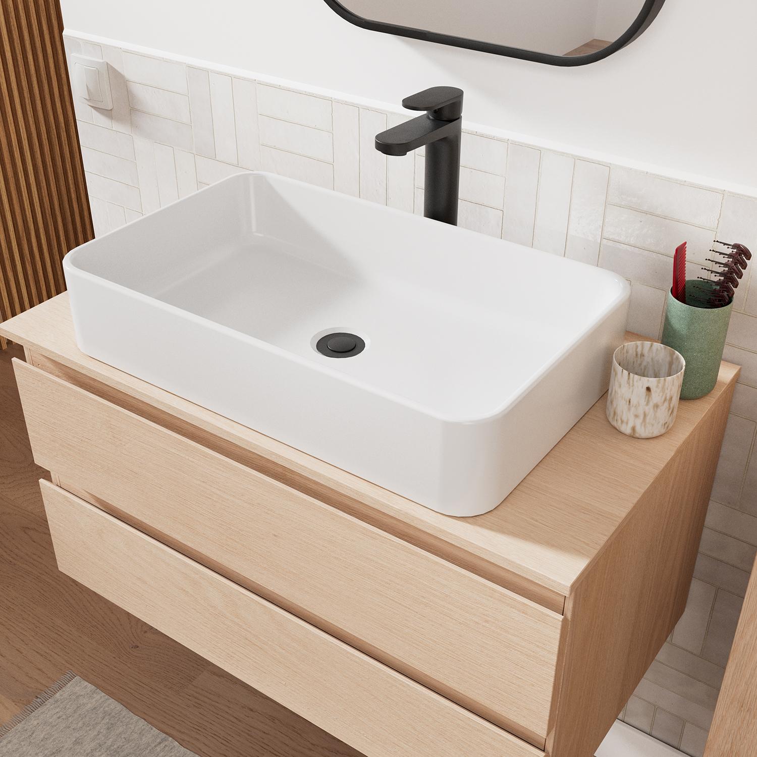 Ensemble meuble simple vasque 80 cm + vasque SADDY