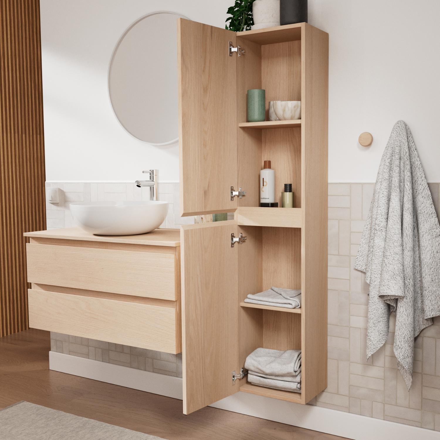 Ensemble meuble simple vasque 80 cm + vasque SACHA + robinet TAP + miroir EMA + colonne SORRENTO
