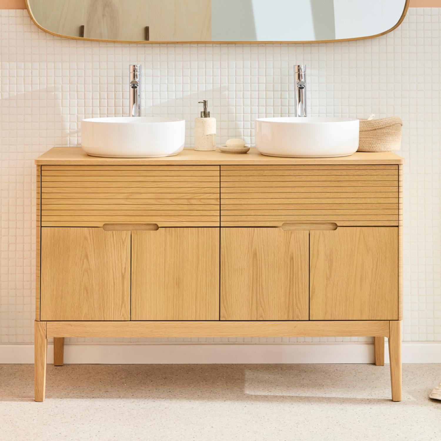 Ensemble meuble double vasque 120cm + vasque DIEGO + robinet TAP