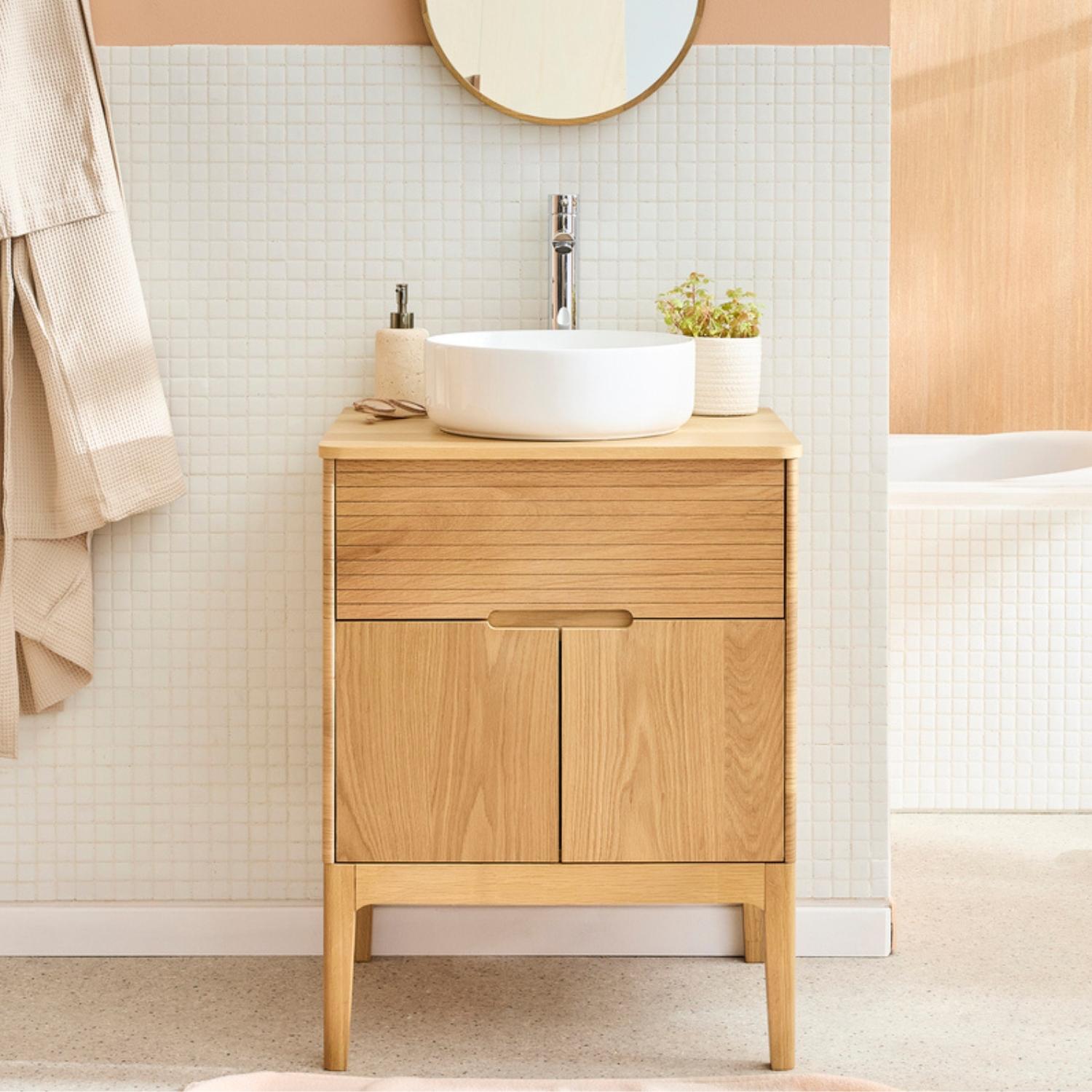 Ensemble meuble double vasque 60cm ALASKA + vasque DIEGO + robinet TAP