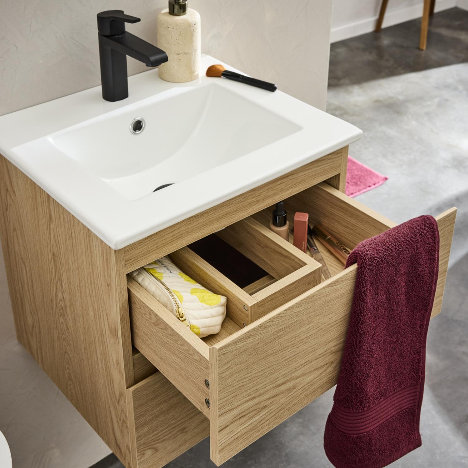 Ensemble meuble simple vasque 45 cm + robinet GRIFO + Miroir PEPPER