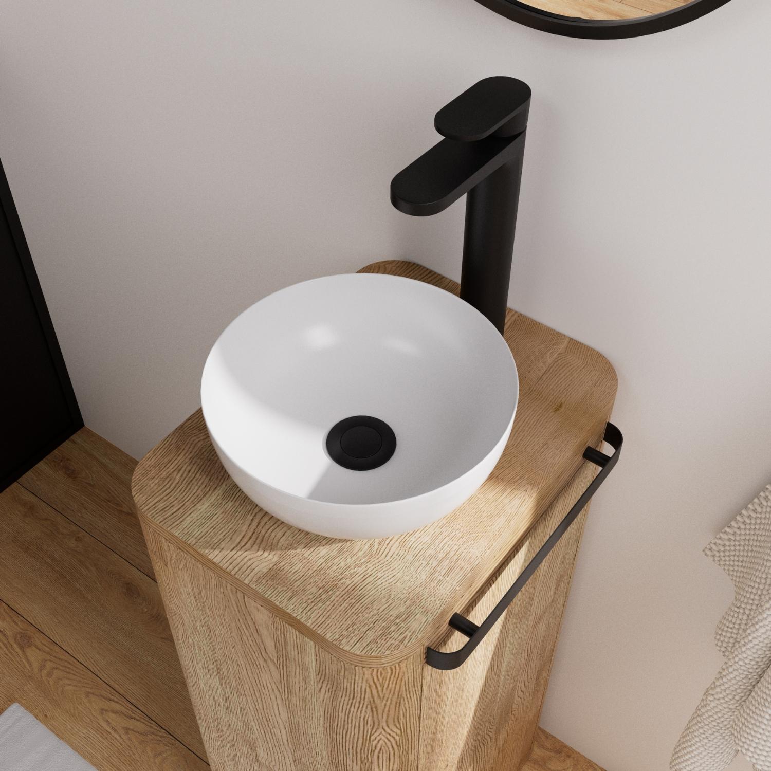 Ensemble meuble lave-mains TOM + vasque MAUD + miroir PEPPER