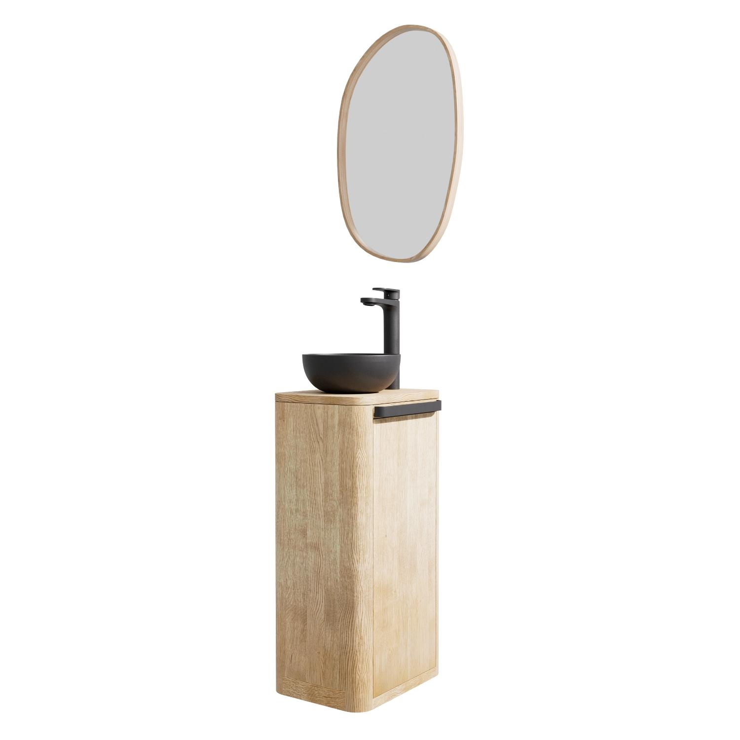 Ensemble meuble lave mains TOM + vasque MAUD + miroir OAKY