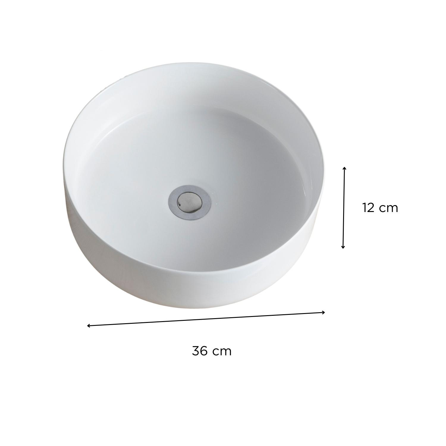 Vasque à poser ronde 36x36cm DIEGO + robinet GRIFO + bonde LIV