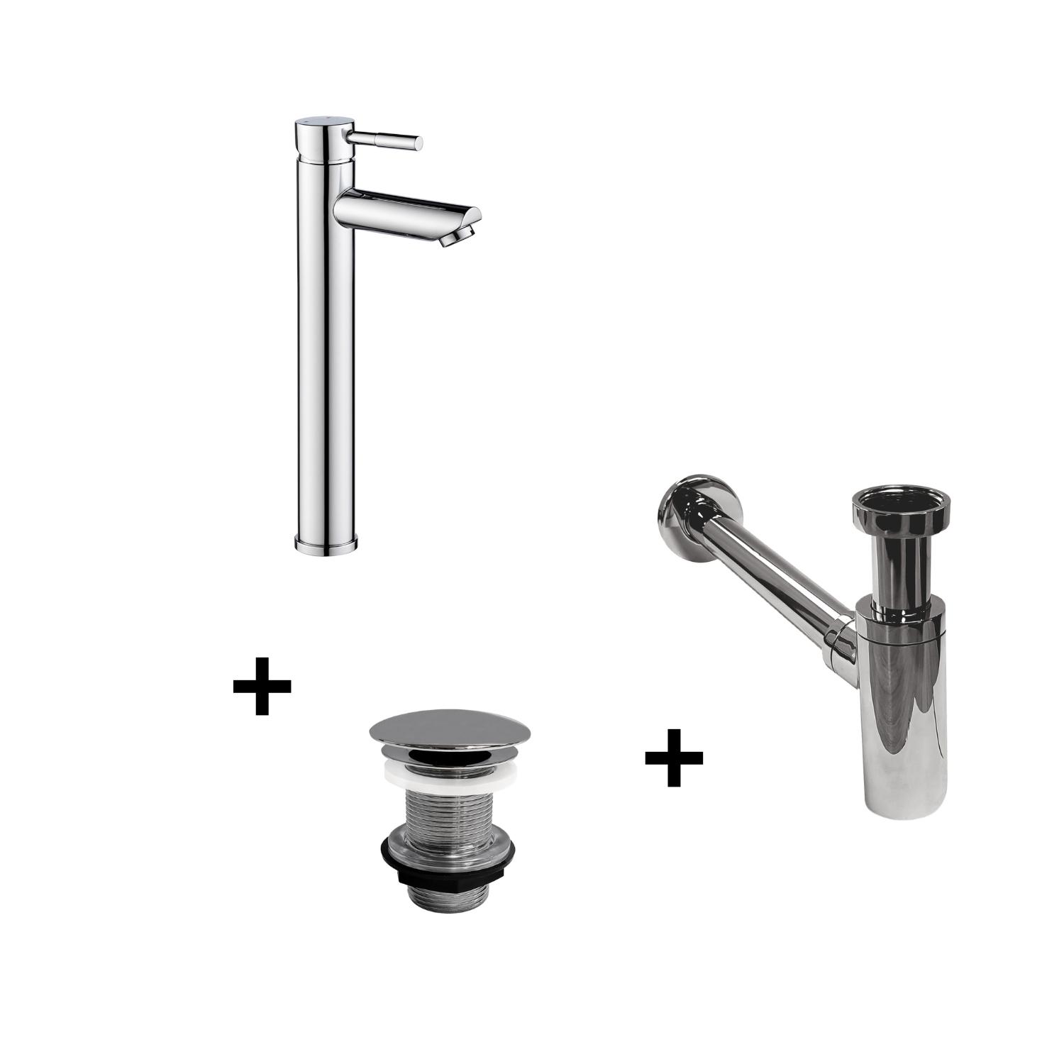 Robinet bec haut TAP + bonde LIV + siphon SIMON