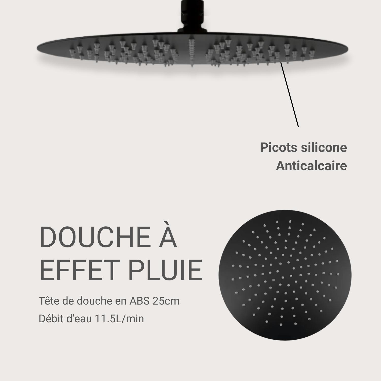 Tête de douche ronde en ABS noire NERA
