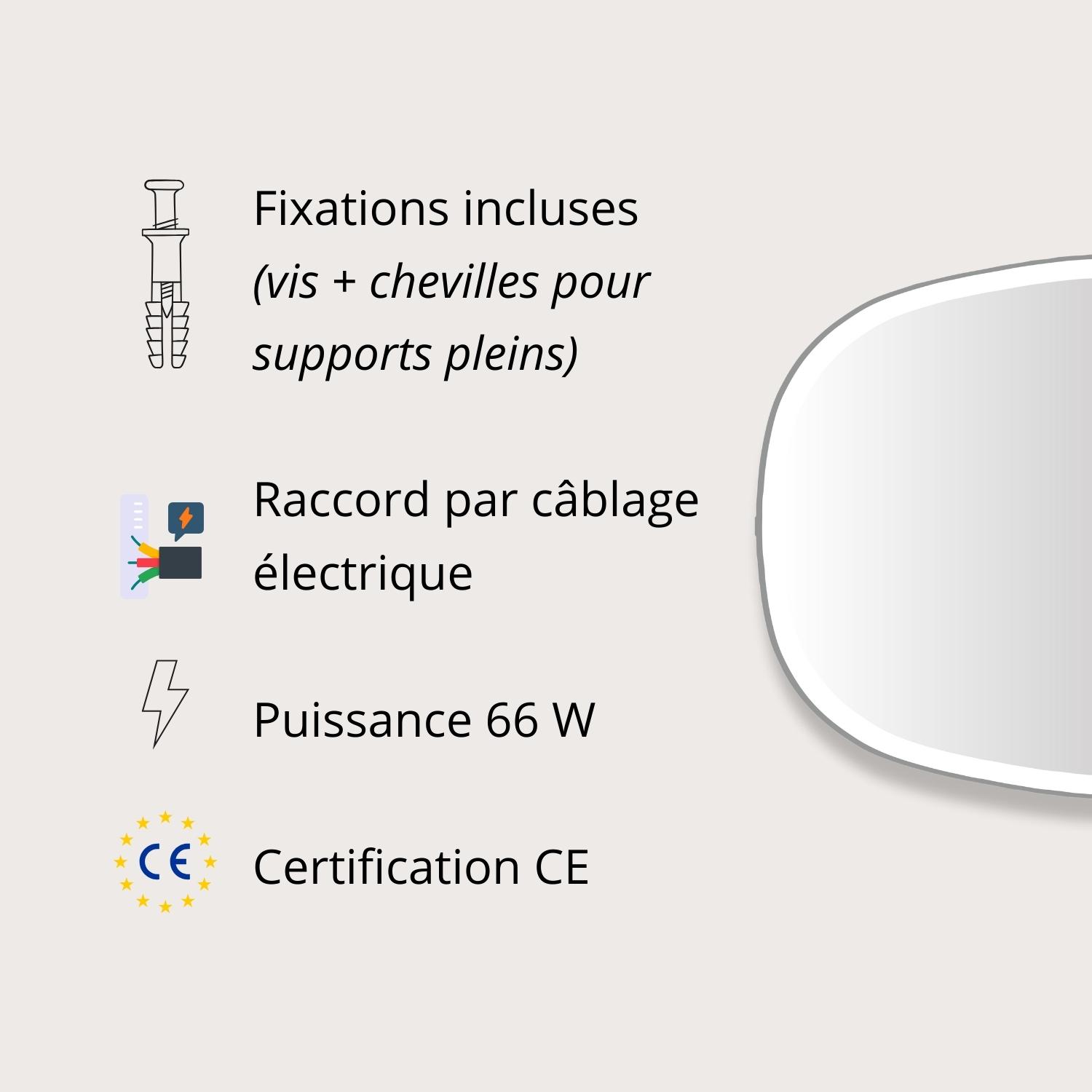Miroir LED organique 80x120xm avec rétroéclairage
