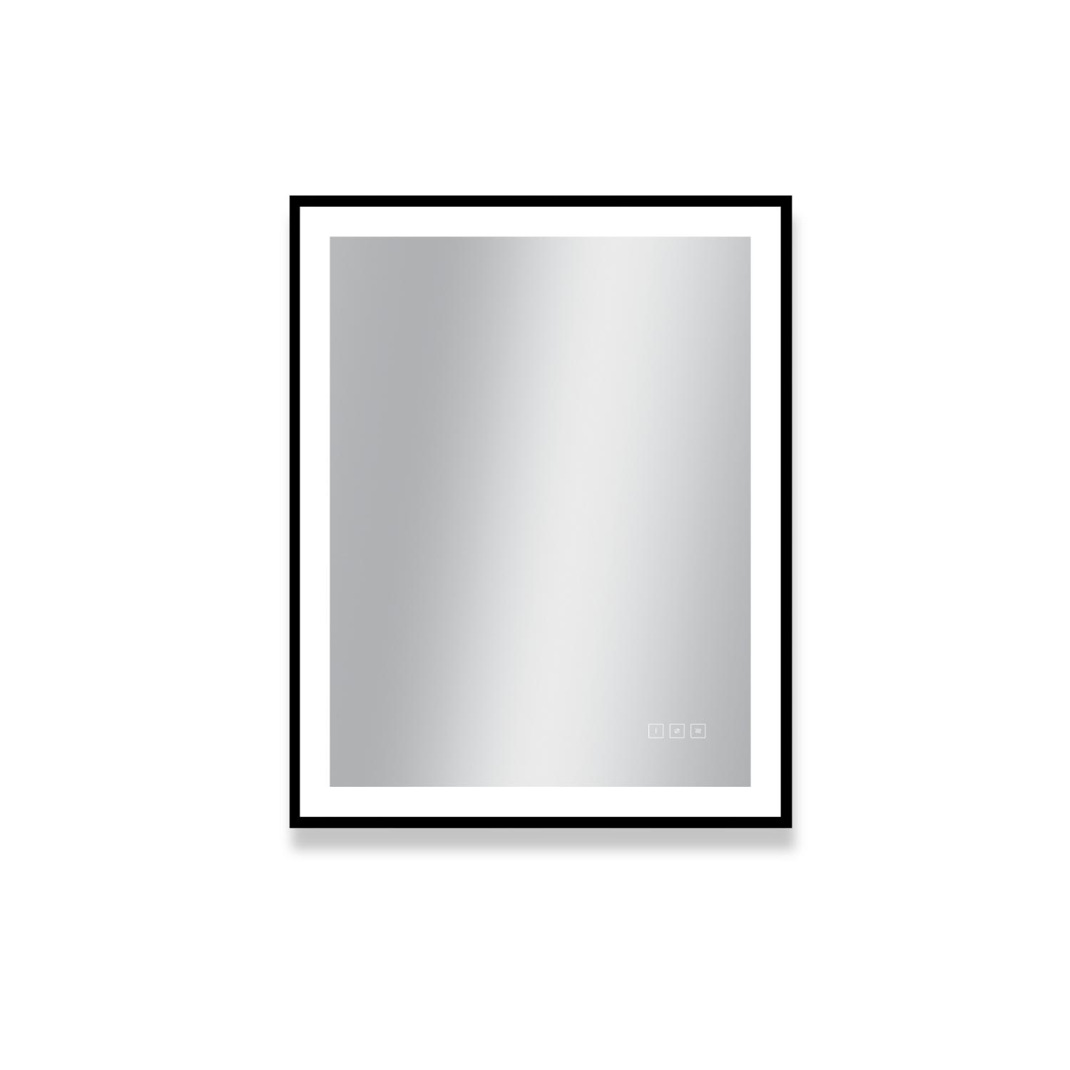 Miroir LED rectangulaire H75cm avec cadre alu noir