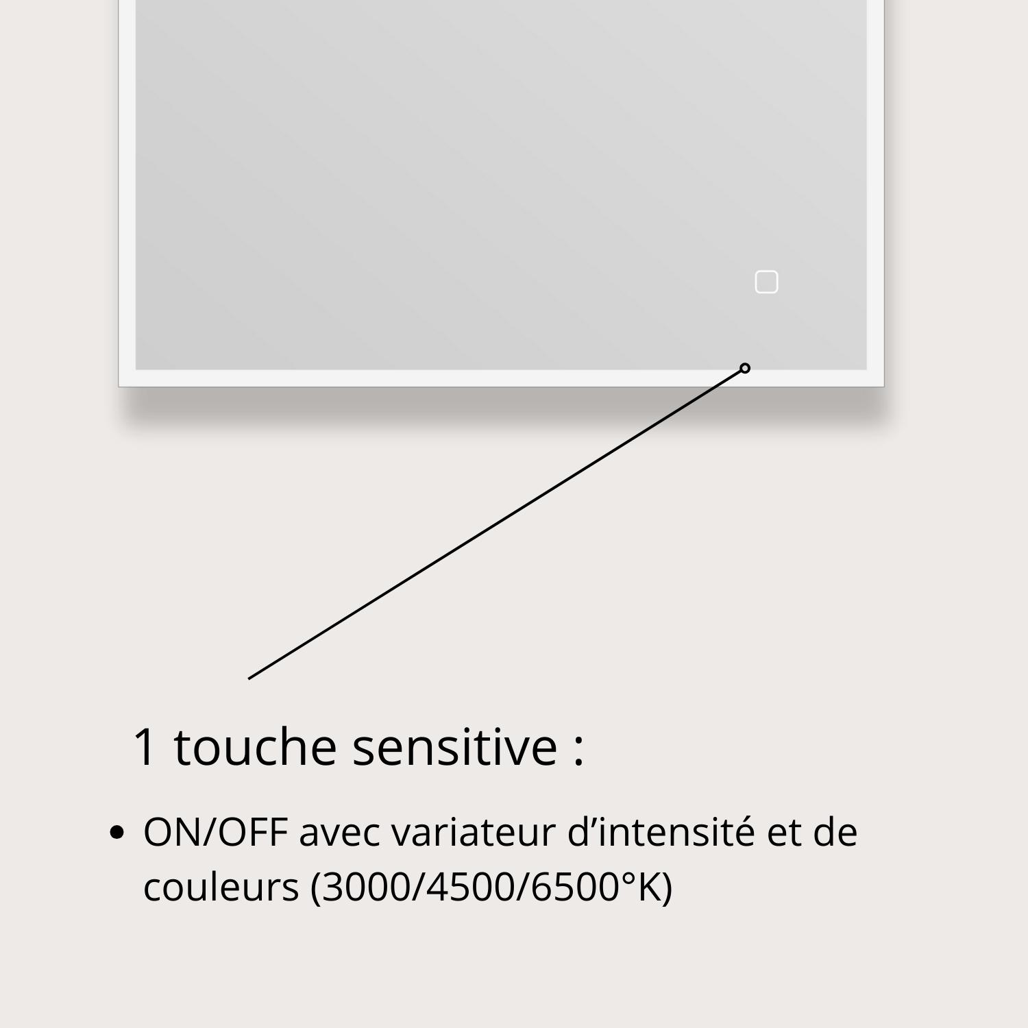 Miroir LED rectangulaire L60/80cm cadre rétro-éclairé