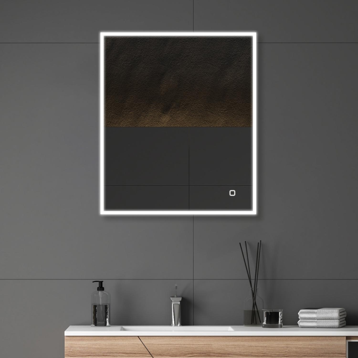 Miroir LED rectangulaire L60/80cm cadre rétro-éclairé