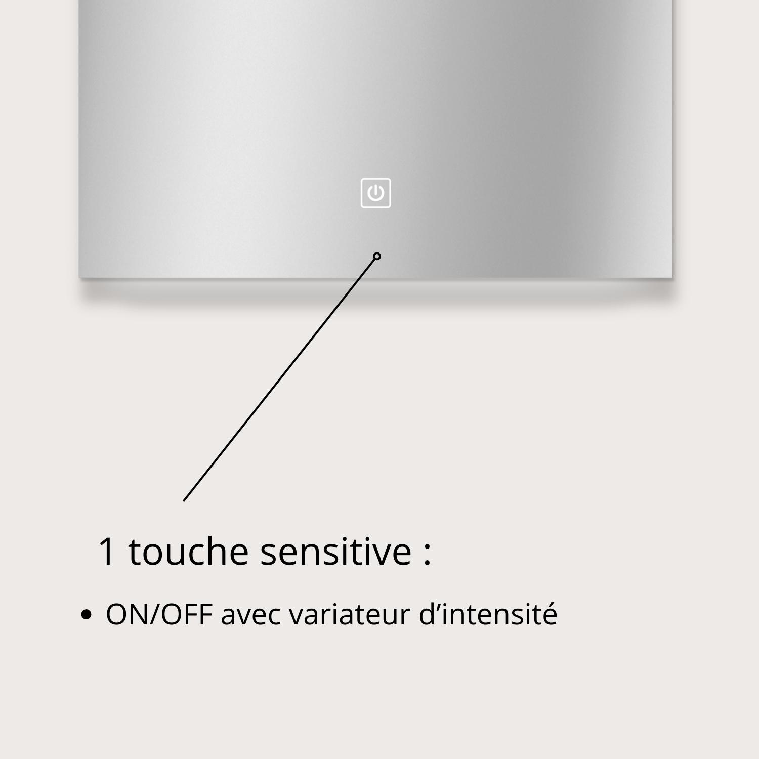Miroir LED rectangulaire L60/80cm avec variateur