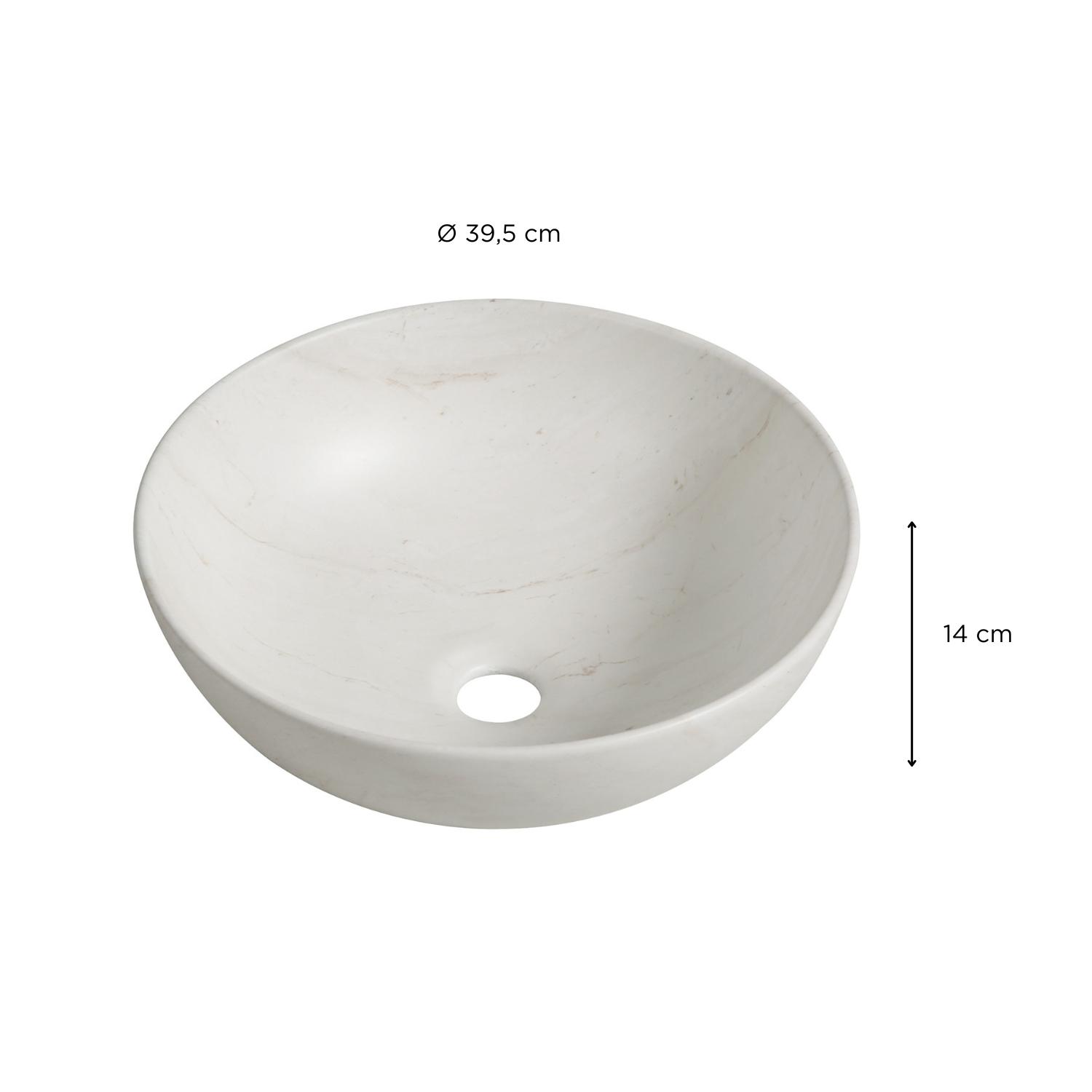 Vasque à poser ronde effet marbre beige 39,5cm