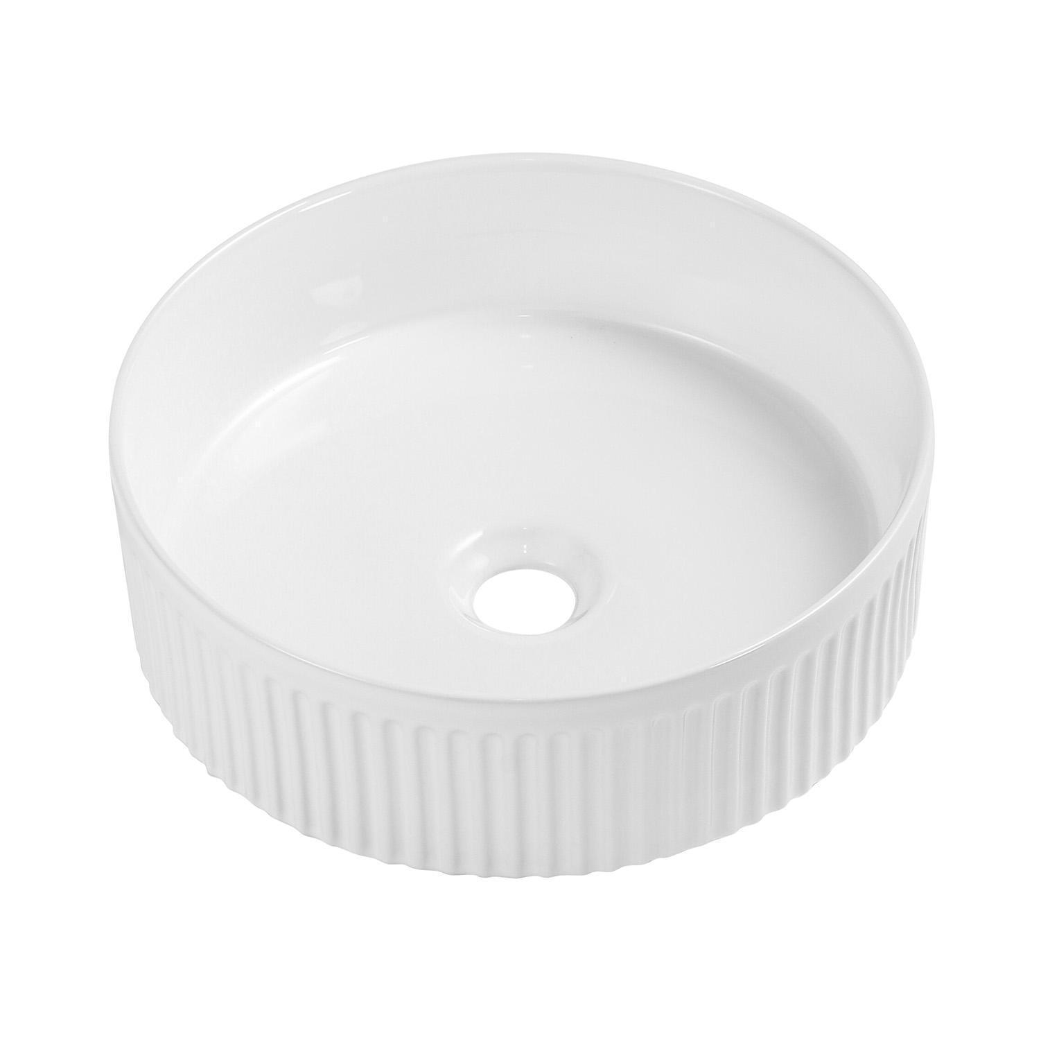 Vasque à poser ronde en céramique blanc texturé 36cm